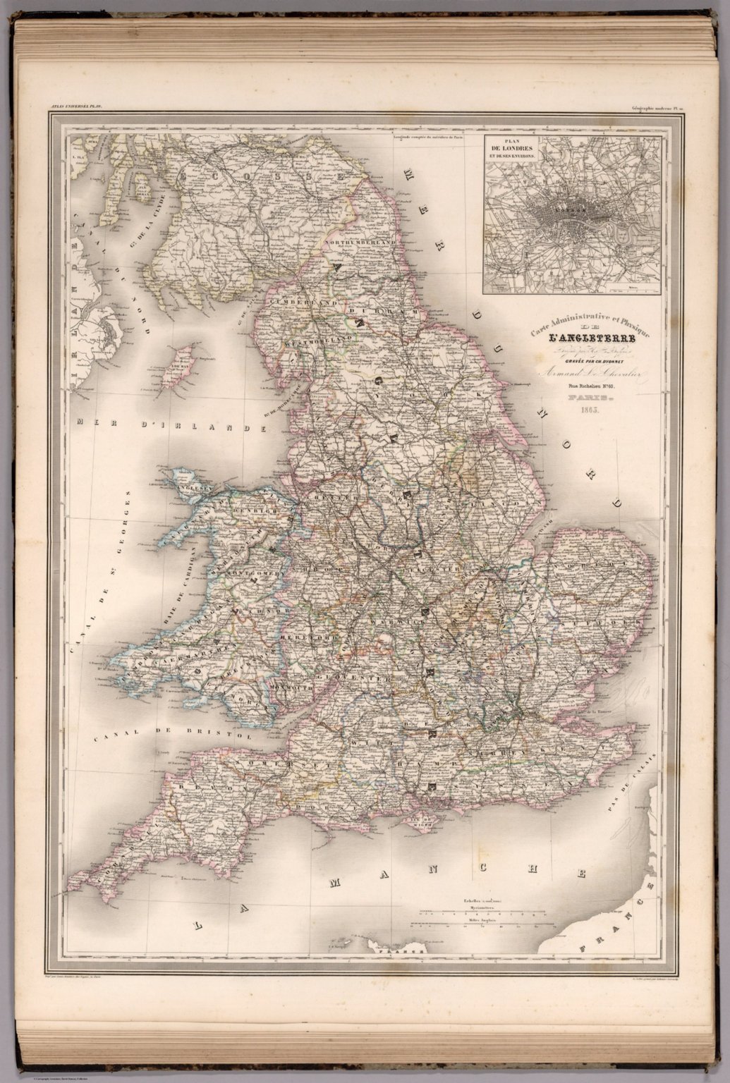 Carte Administativeet Physique De L'angleterre. Pl. 19 - David Rumsey 