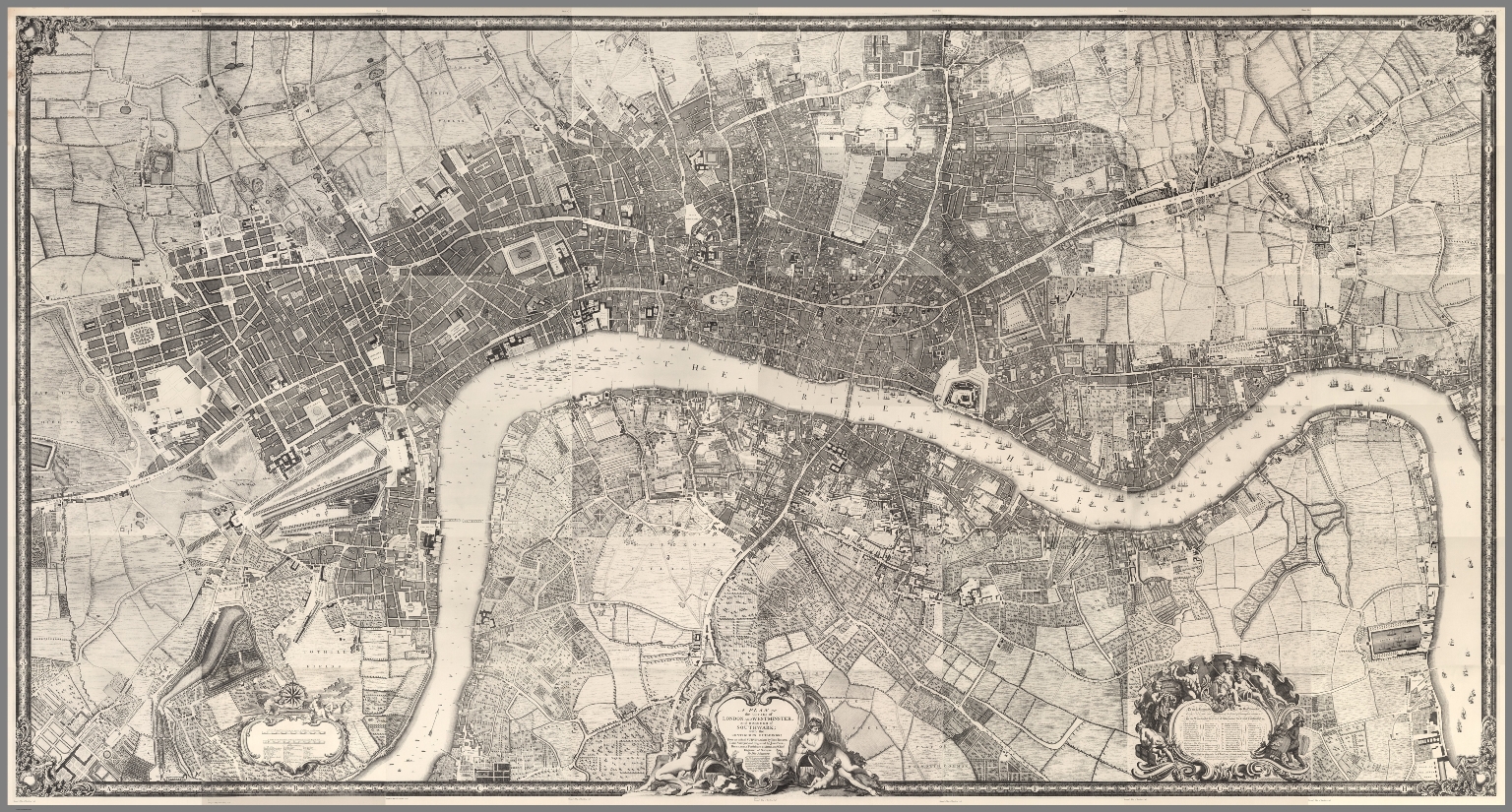 Roques Map Of London Composite Map: (Facsimile) Rocque's Map Of London. 1746. - David Rumsey  Historical Map Collection