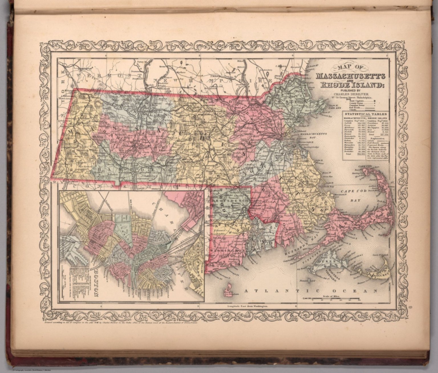 Map Of Massachusetts And Rhode Island Published By Charles Desilver 9 David Rumsey 