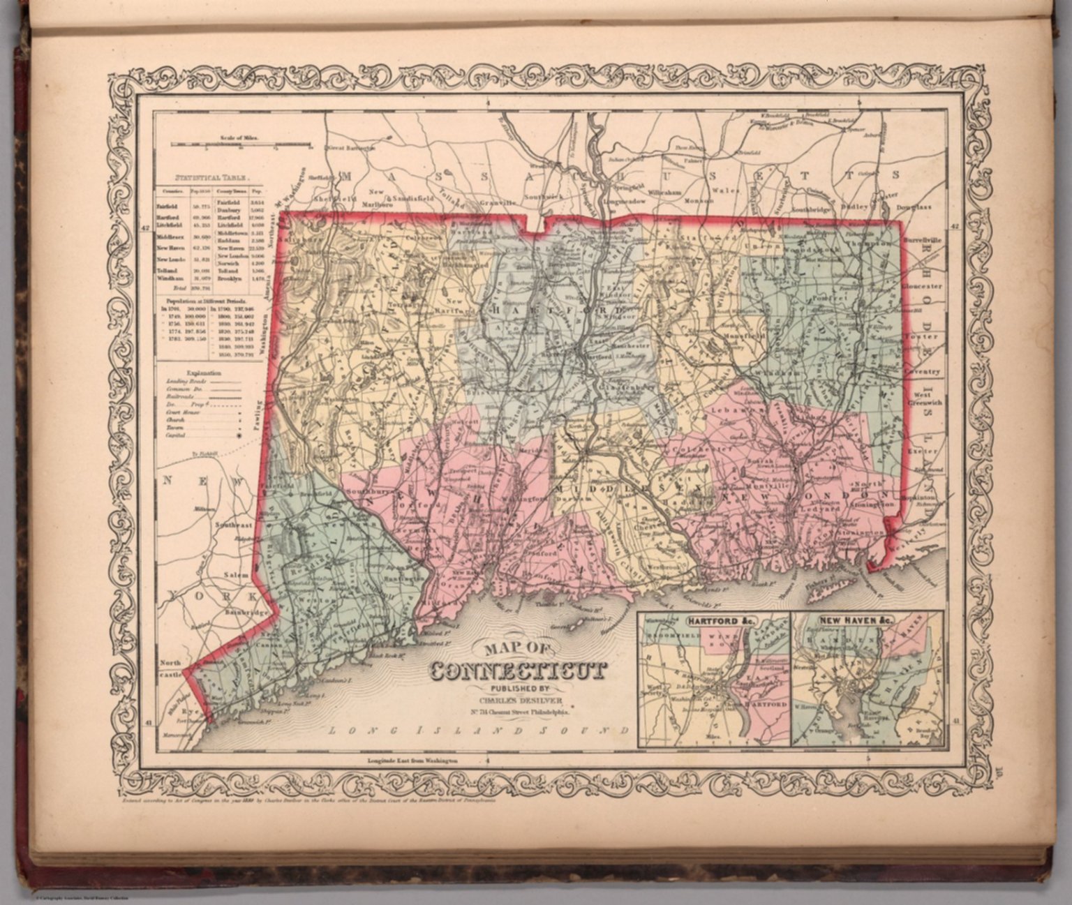 Map Of Connecticut Published By Charles Desilver David Rumsey Historical Map Collection