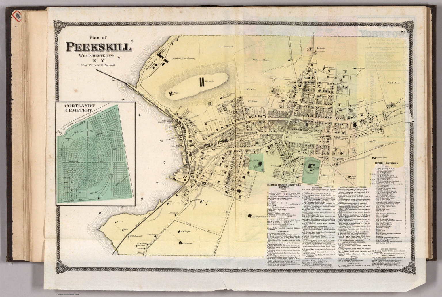 Plan of Peekskill, Westchester County, New York. (inset) Courtlandt Cemetery. David Rumsey