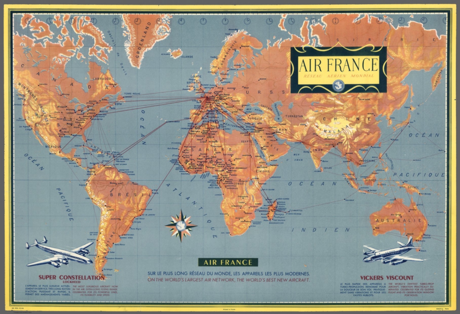 Air France Reseau Aerien Mondial David Rumsey Historical Map Collection