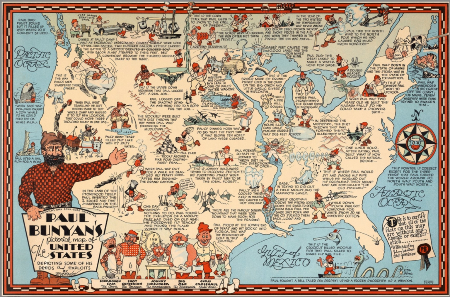 Paul Bunyan&#39;s pictorial map of the United States - David Rumsey Historical  Map Collection