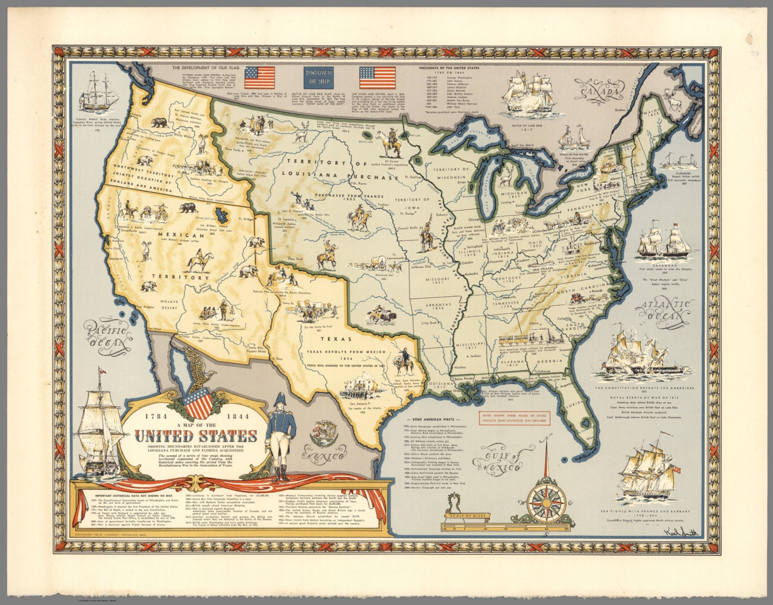 Map of the United States Showing Boundaries, 1784-1844.