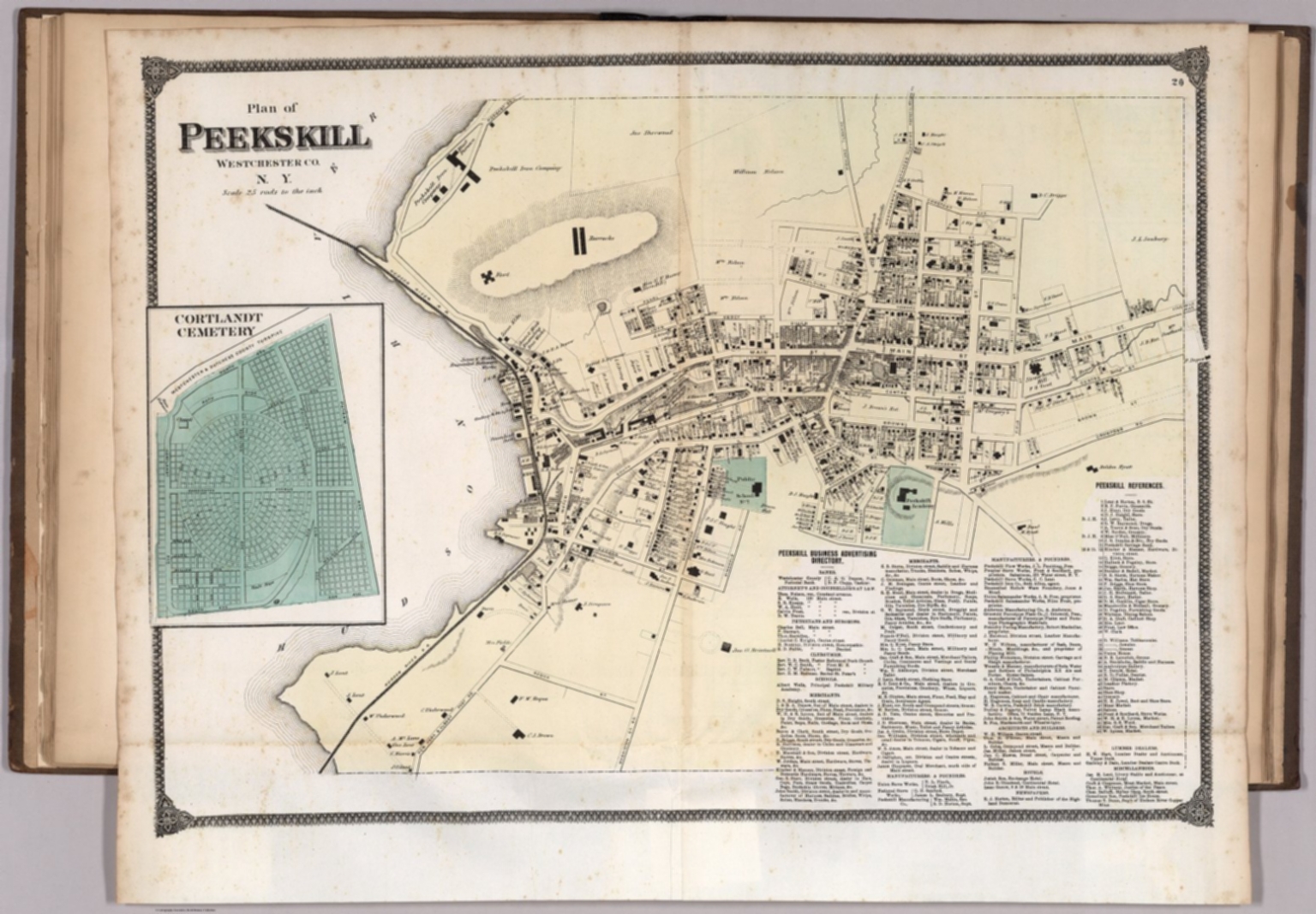 Plan of Peekskill, Westchester County, New York. (inset) Courtland Cemetery. David Rumsey