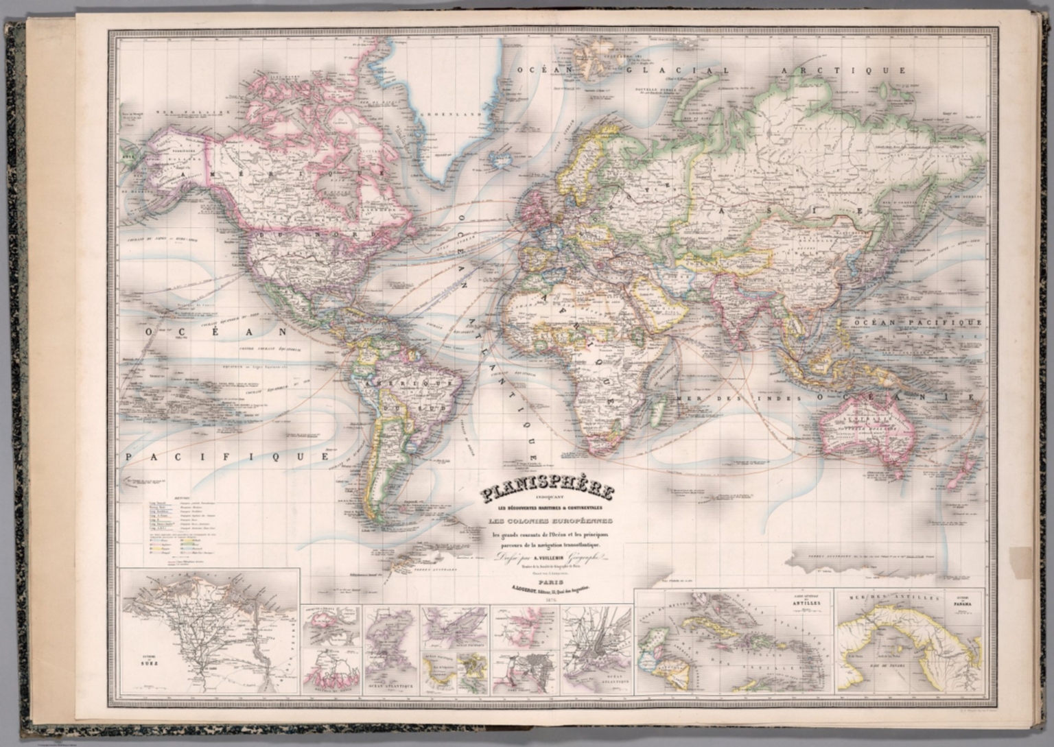 Planisphere Indiquant les Decouvertes Maritimes & Continentales, Les