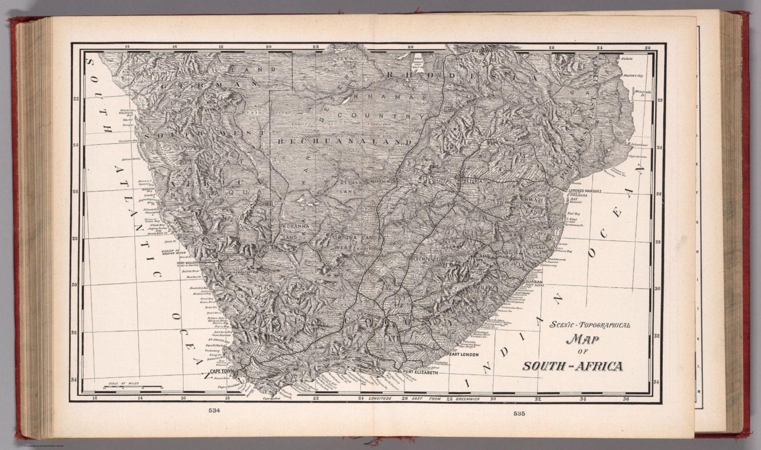 Scenic-Topographical map of South Africa - David Rumsey Historical Map ...