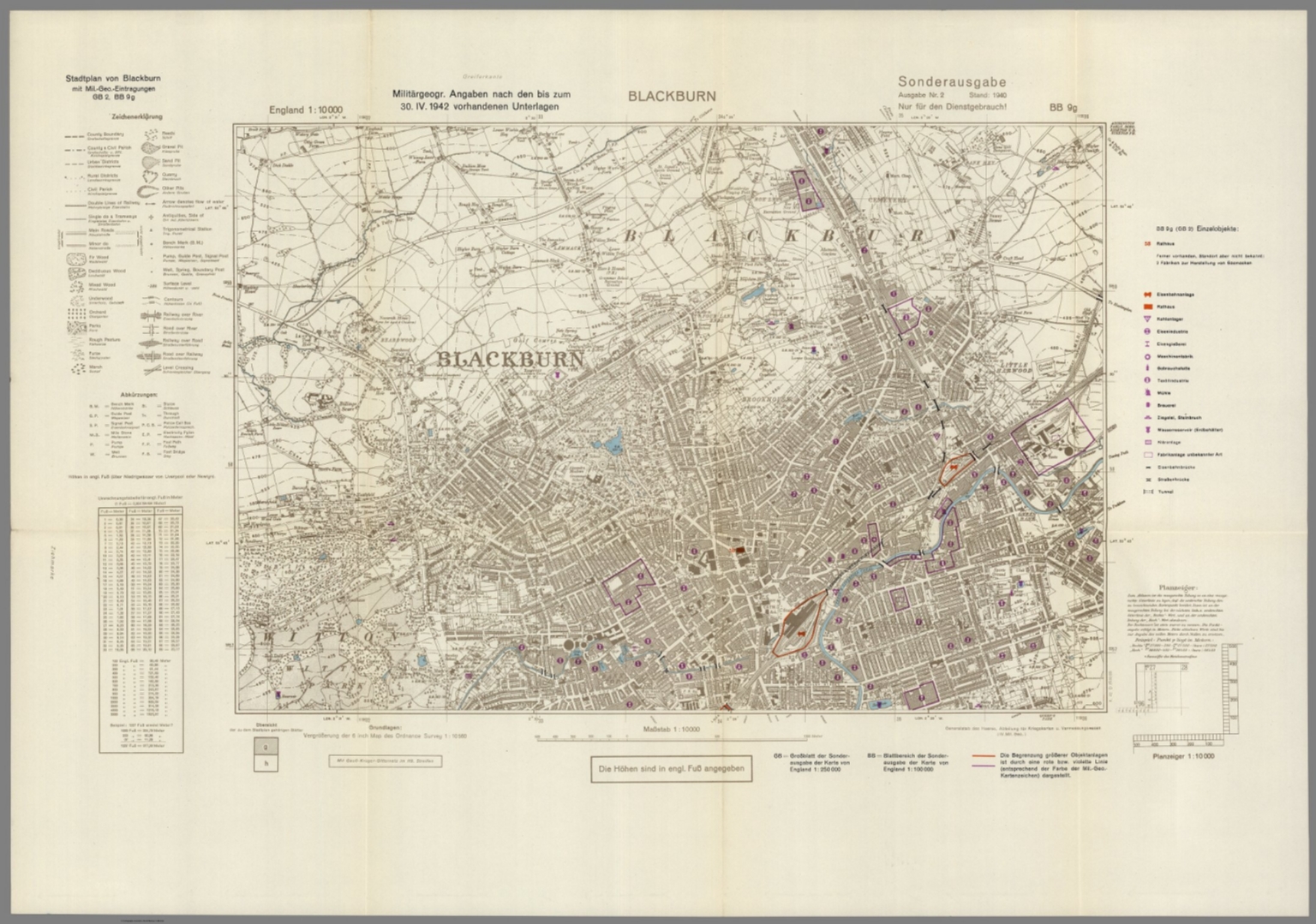 Street Map Of Blackburn Street Map Of Blackburn, England With Military-Geographic Features. Bb 9G.  - David Rumsey Historical Map Collection