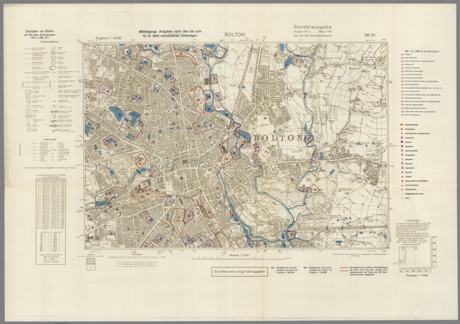 Street Map Of Bolton England With Military Geographic Features BB 12t   7807189 