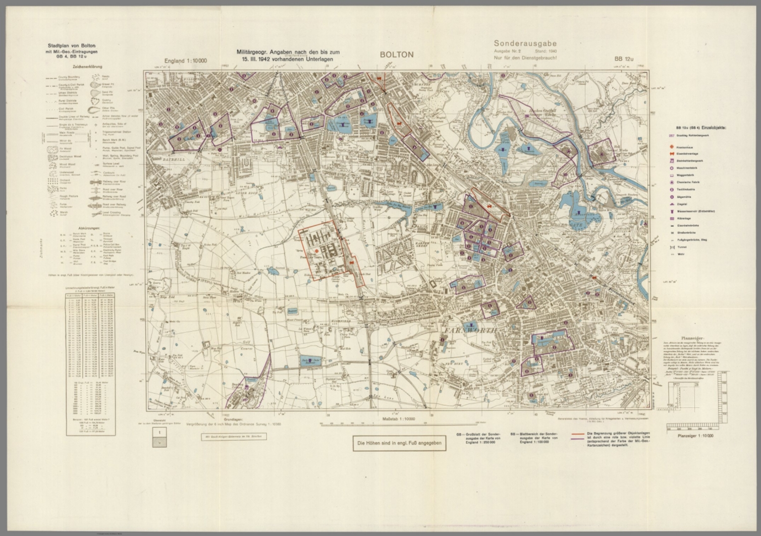 Street Map Of Bolton England With Military Geographic Features BB 12u   7807190 