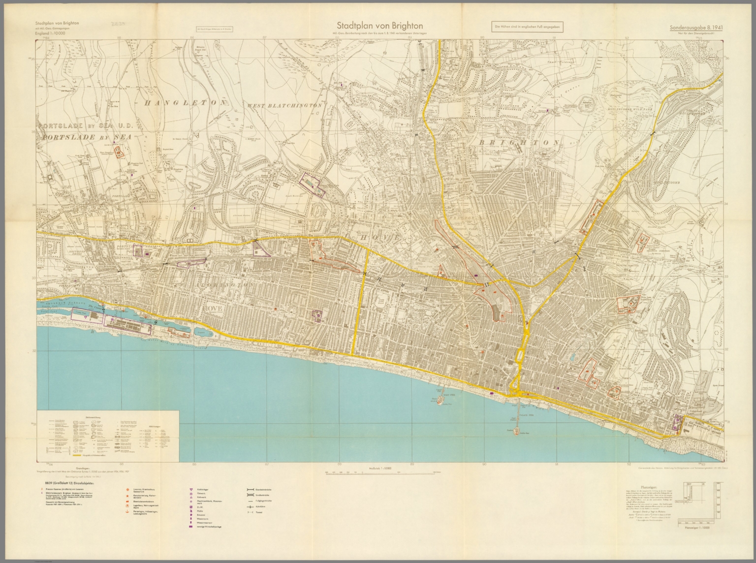 Street Map of Brighton, England with Military-Geographic Features. BB 39. - David Rumsey 