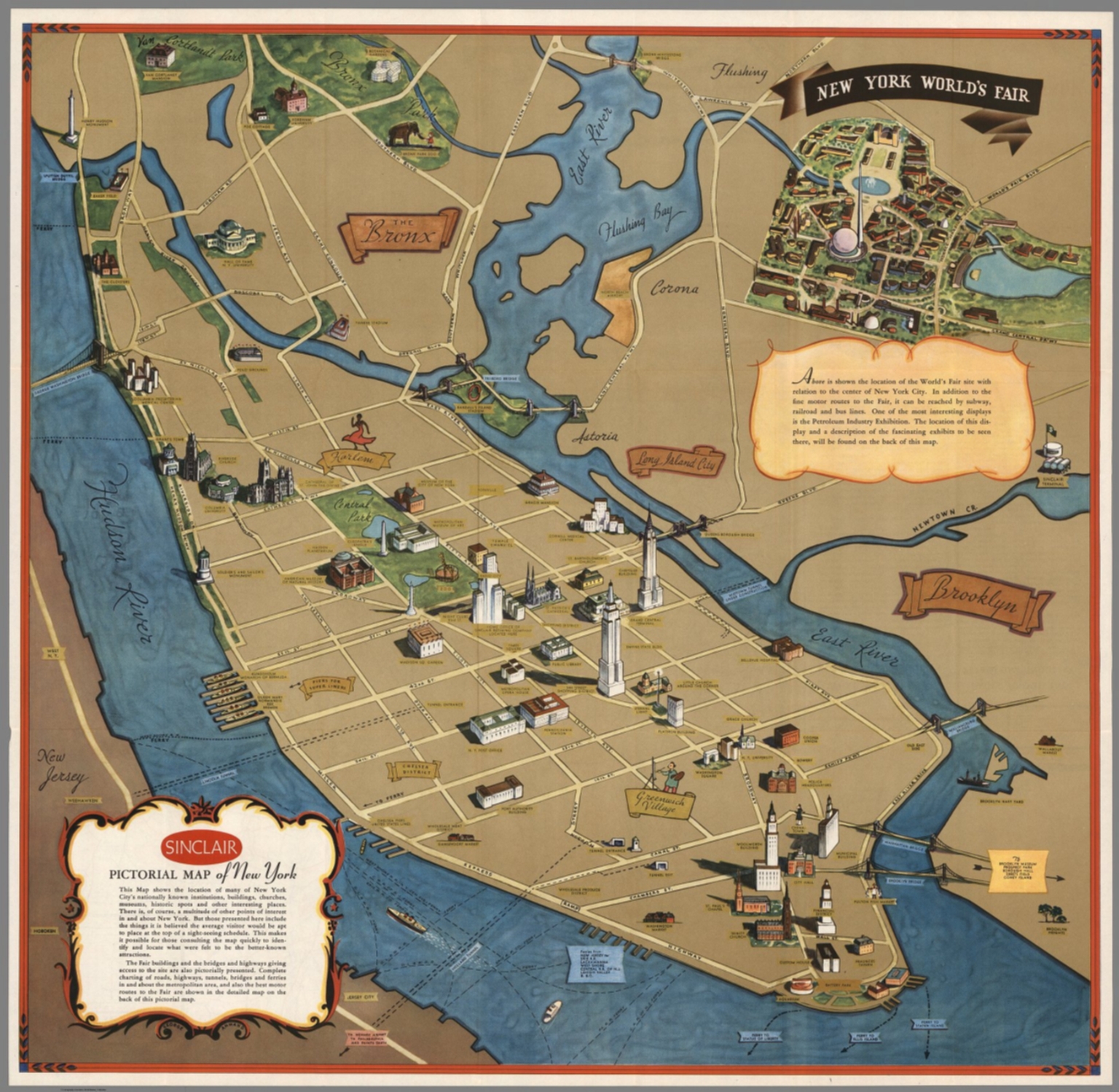 Sinclair Pictorial map of New York. Annand David Rumsey