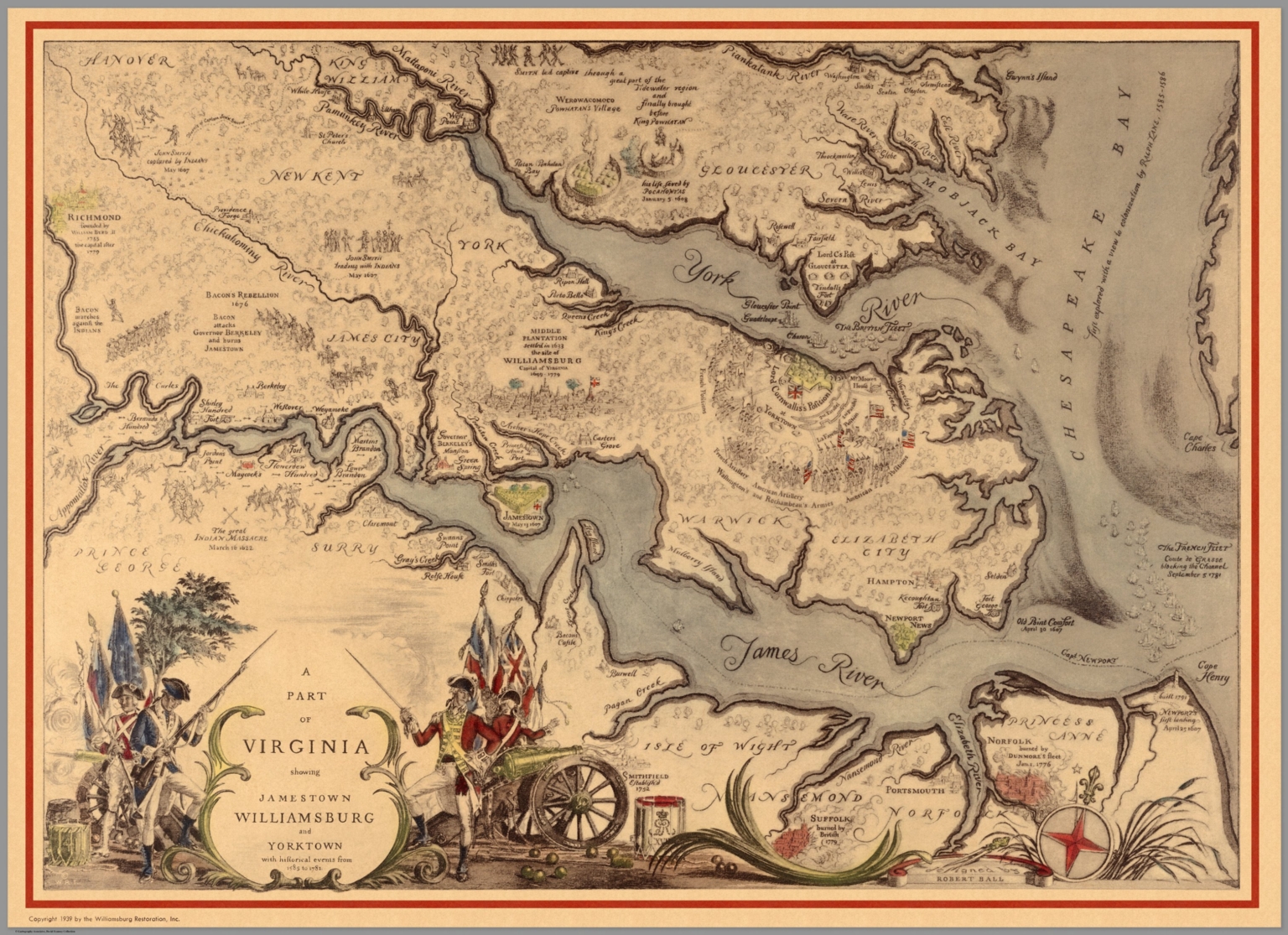 A Part of Virginia showing Jamestown, Williamsburg and Yorktown. - David Rumsey Historical Map 