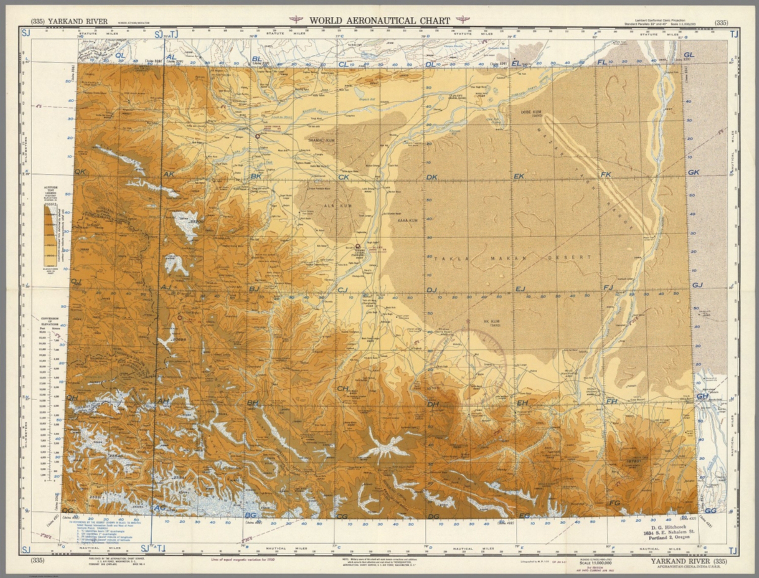 World Aeronautical Chart. Yarkand River (335). David Rumsey