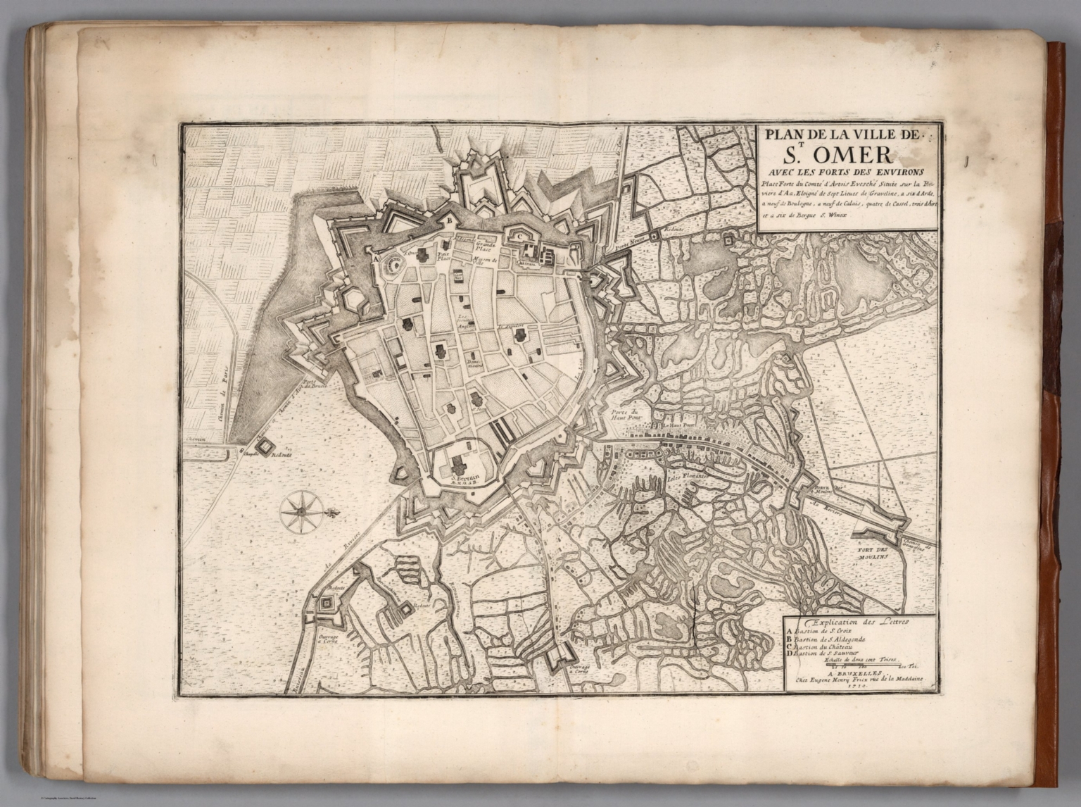 73. Plan de la Ville de St. Omer avec les Forts des Environs, France. 1710. David Rumsey