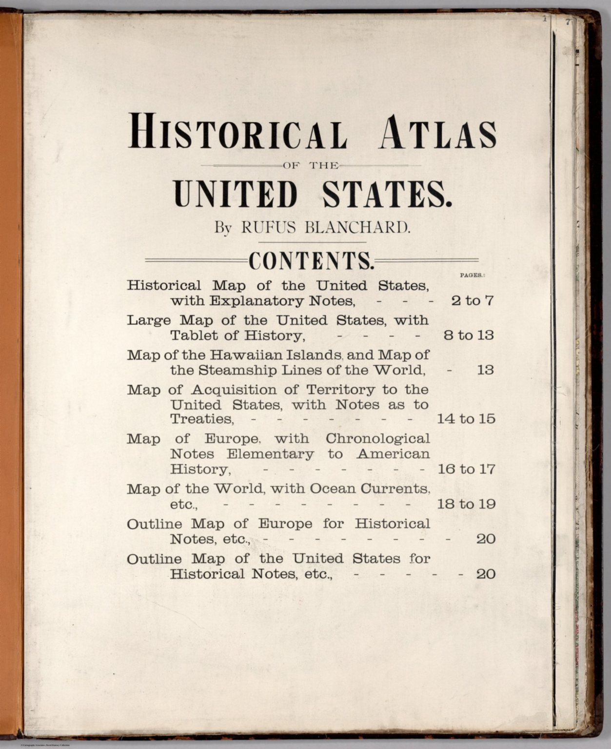 Title and Index: Historical Atlas of the United States. By Rufus ...