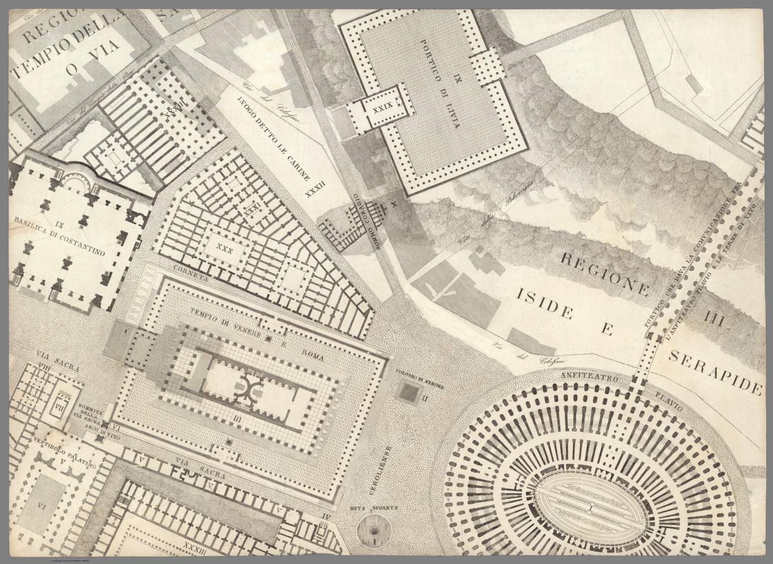 TAV IX .B Pianta Topografica Della Parte Media Di Roma Antica - David ...