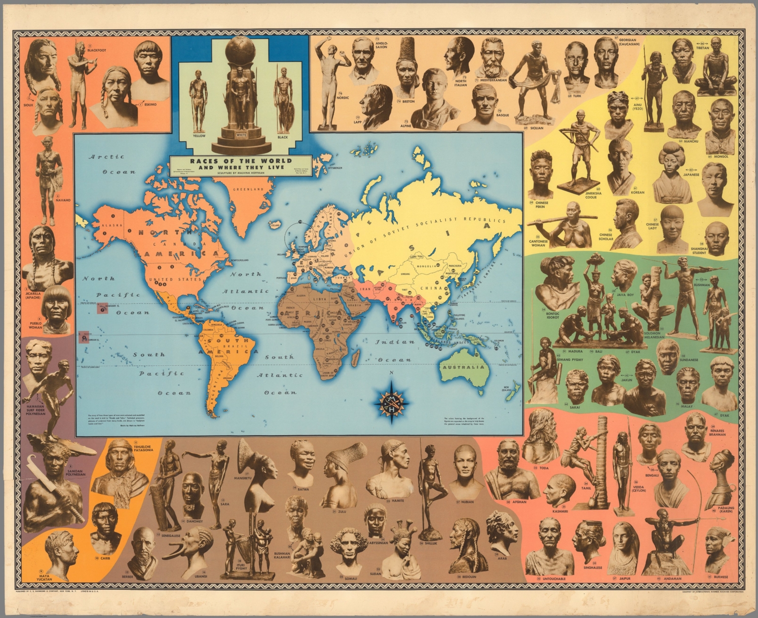 The World That They Live In Races of the world and where they live - David Rumsey Historical Map