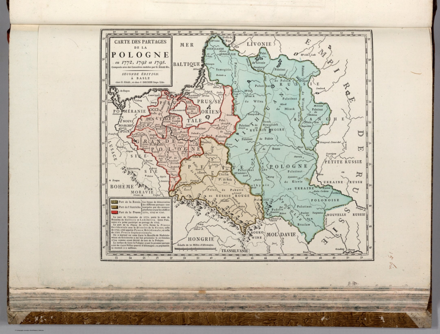 Carte des Partages de la Pologne en 1772, 1793, et 1795. - David Rumsey