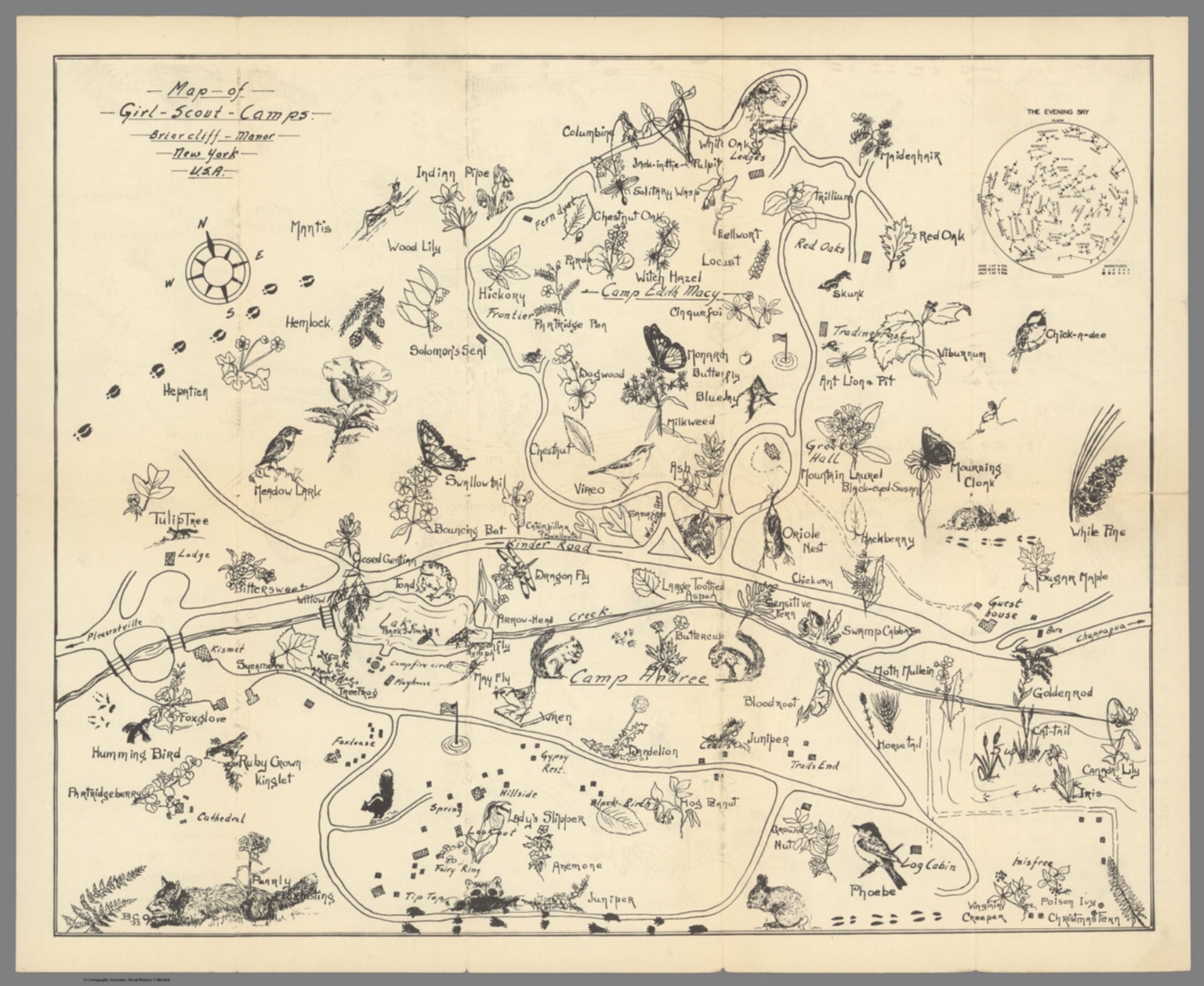 Map of Girl Scout Camps Briarcliff Manor New York U.S.A. David