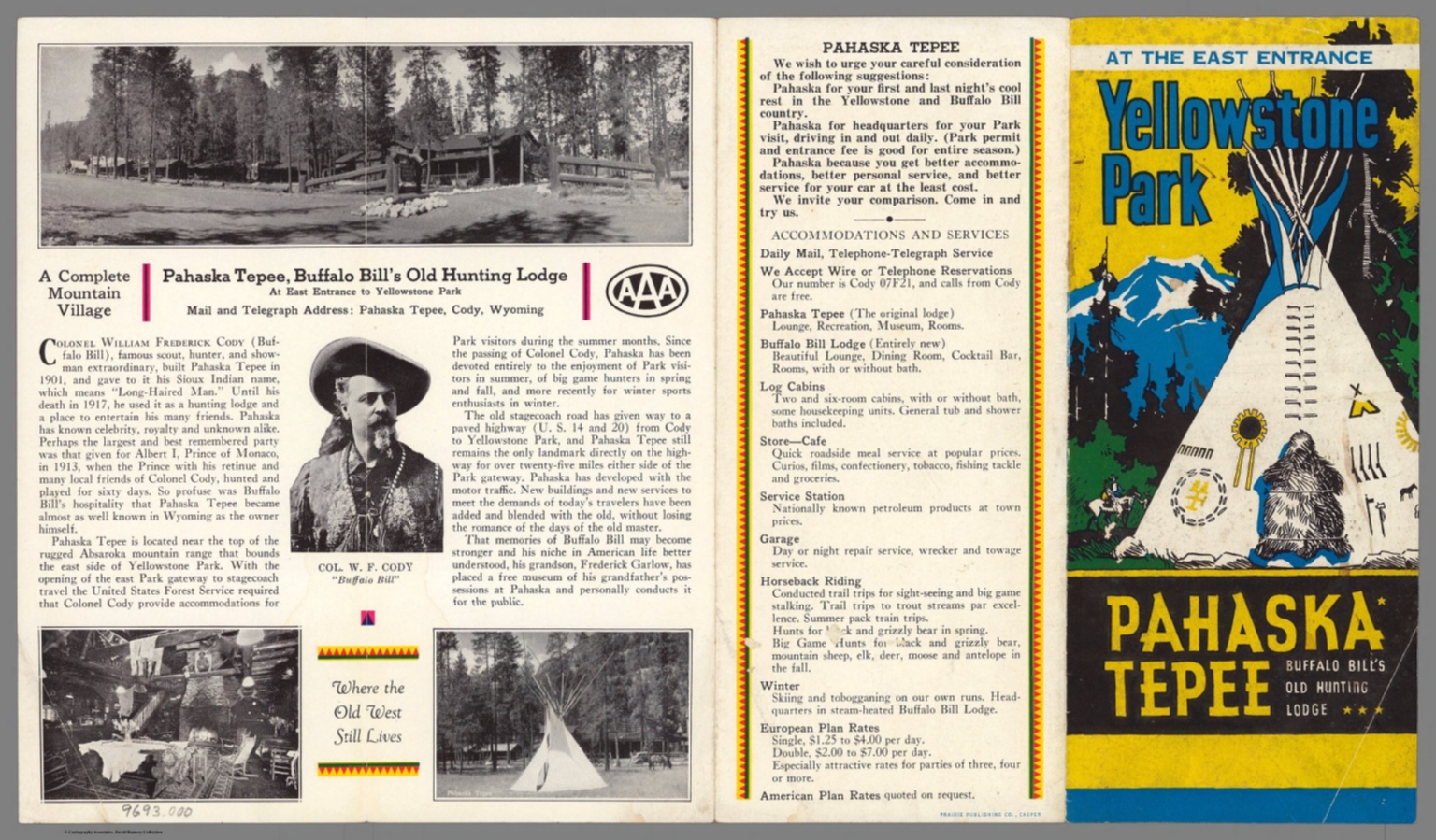 Covers: Pahaska Tepee, Buffalo Bill's Old Hunting Lodge. At the East Entrance, Yellowstone Park. - David Rumsey Map Collection