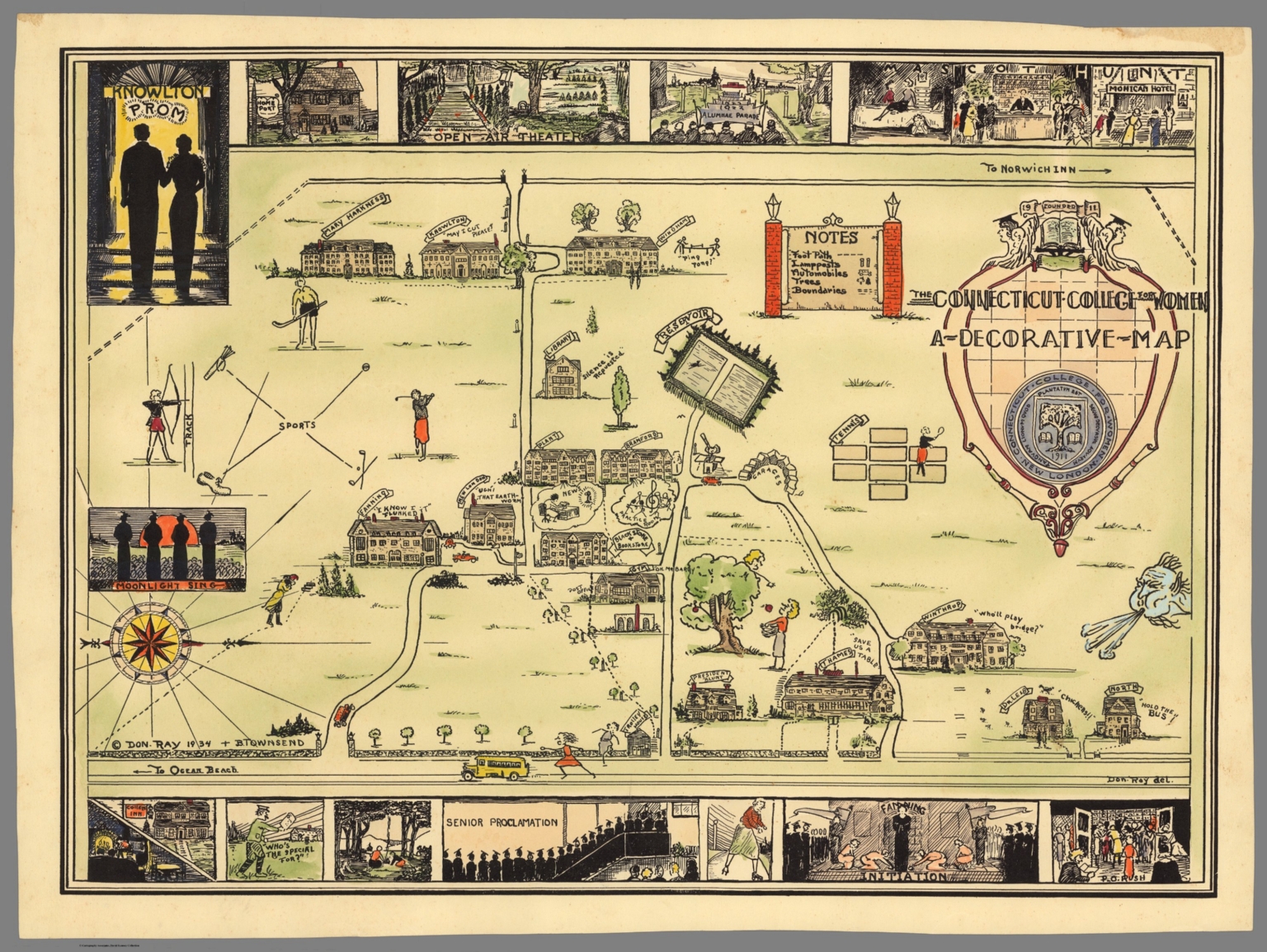 The Connecticut College For Women A Decorative Map David Rumsey