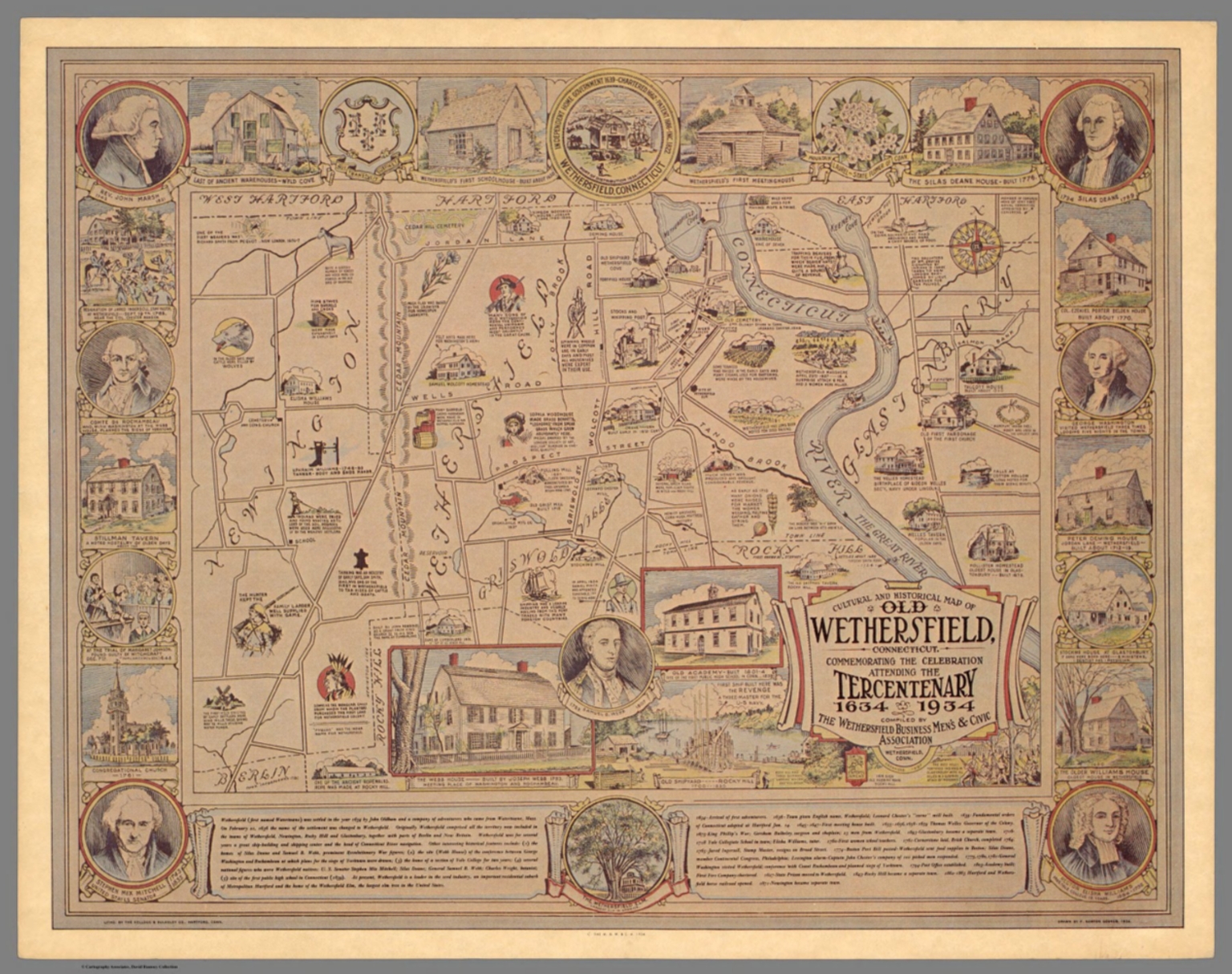 Cultural and historical map of old Wethersfield, Connecticut David