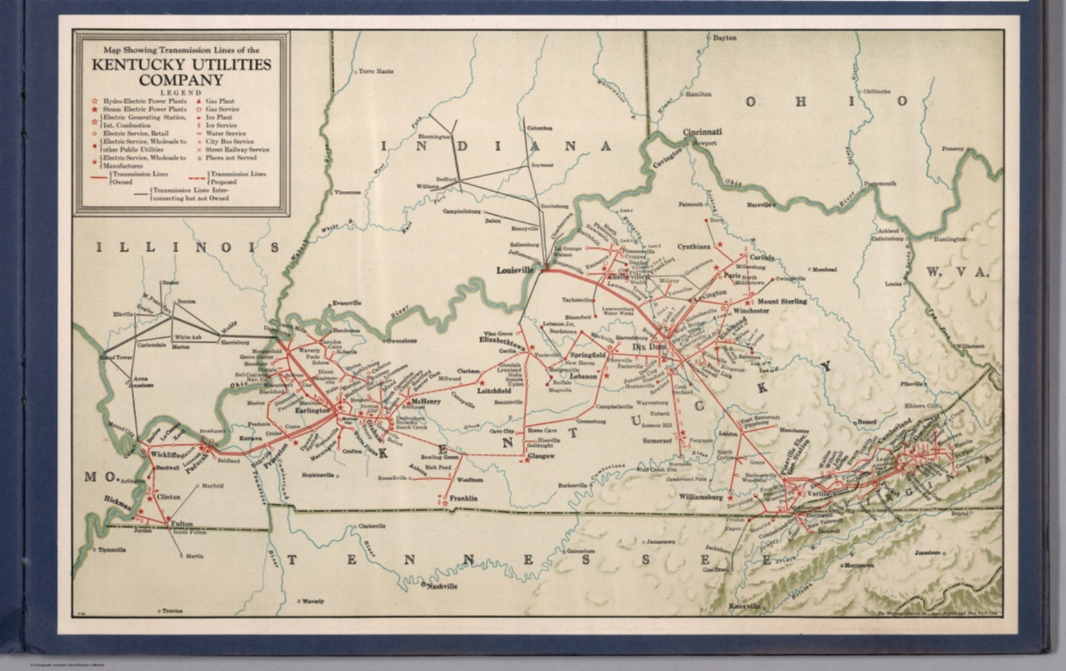 Map showing transmission lines of the Kentucky Utilities Company ...