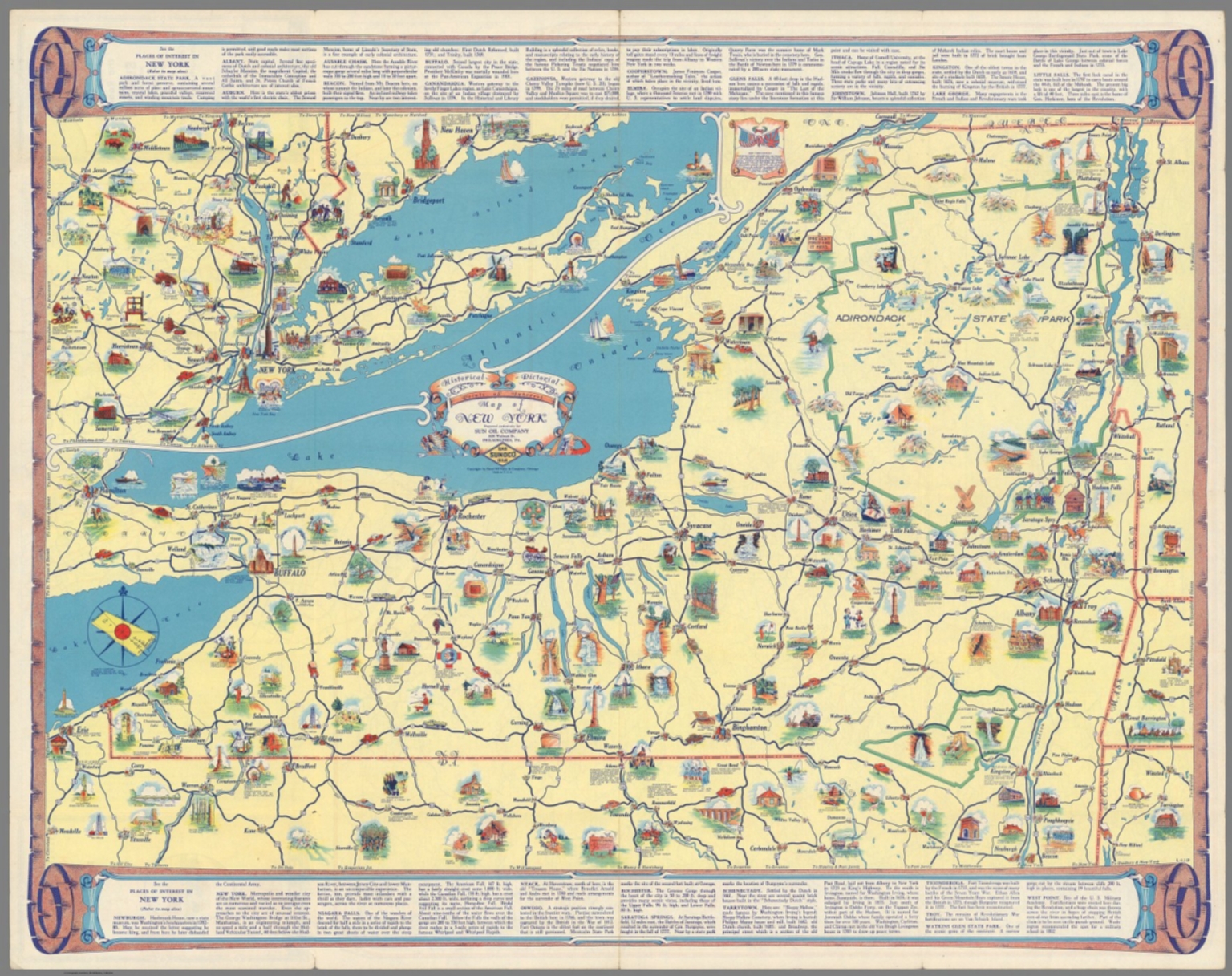 Historical, pictorial points of interest map of New York - David Rumsey ...