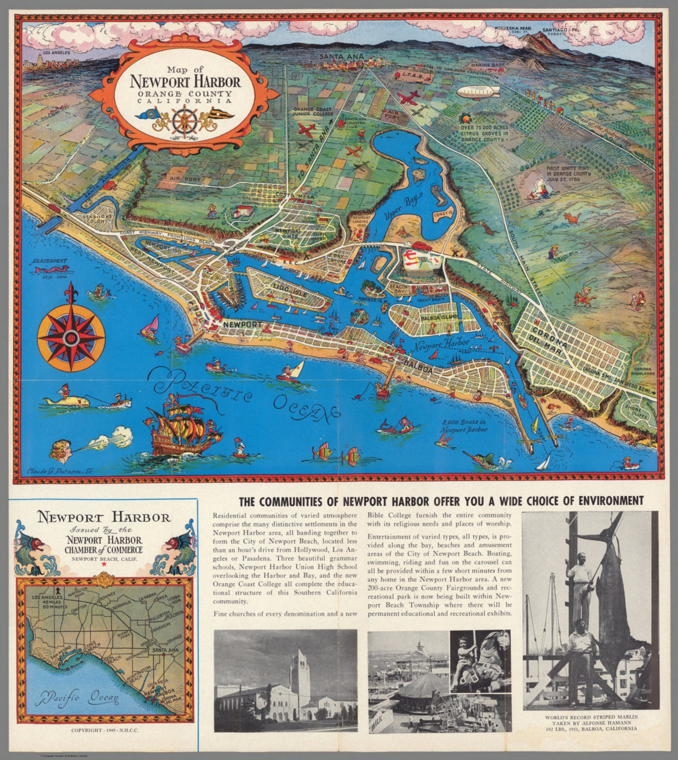 Map of Newport Harbor, Orange County, California. - David image about Printable Map of Orange County Ca identify Map of Newport Harbor, Orange County, California. - David