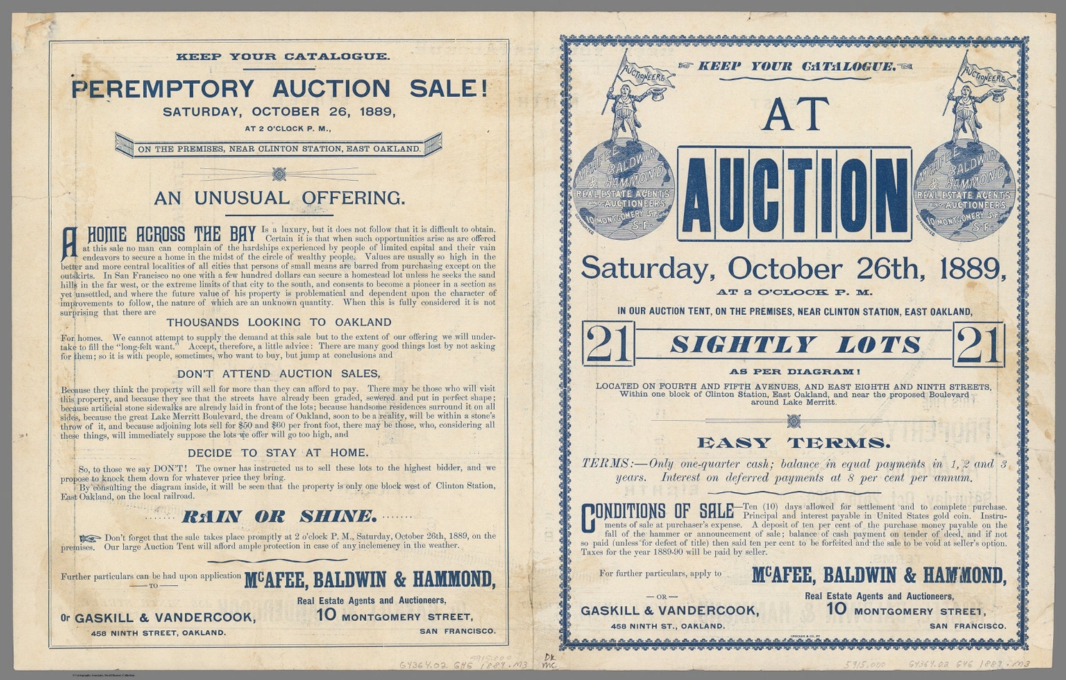 Covers This Fine Property At auction, Saturday, July 5th, 1890, at 2 o