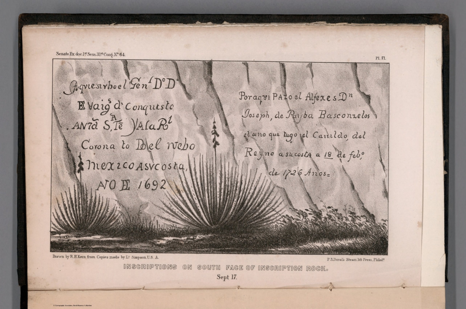 Inscriptions On South Face Of Inscription Rock Sept 17 David Rumsey Historical Map Collection