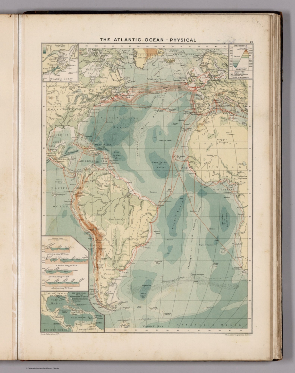 The Atlantic Ocean - Physical - David Rumsey Historical Map Collection