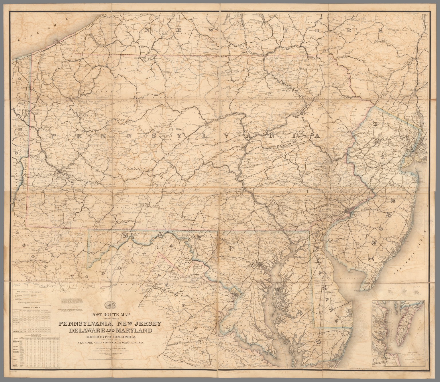 Composite Map: Post Route Map of Pennsylvania, New Jersey, Delaware ...