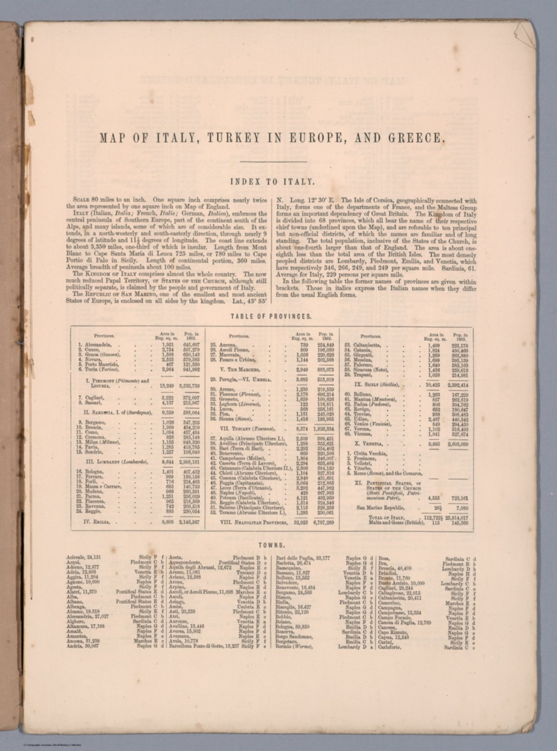 Text Map of Italy, Turkey in Europe, and Greece. Part 5 David Rumsey