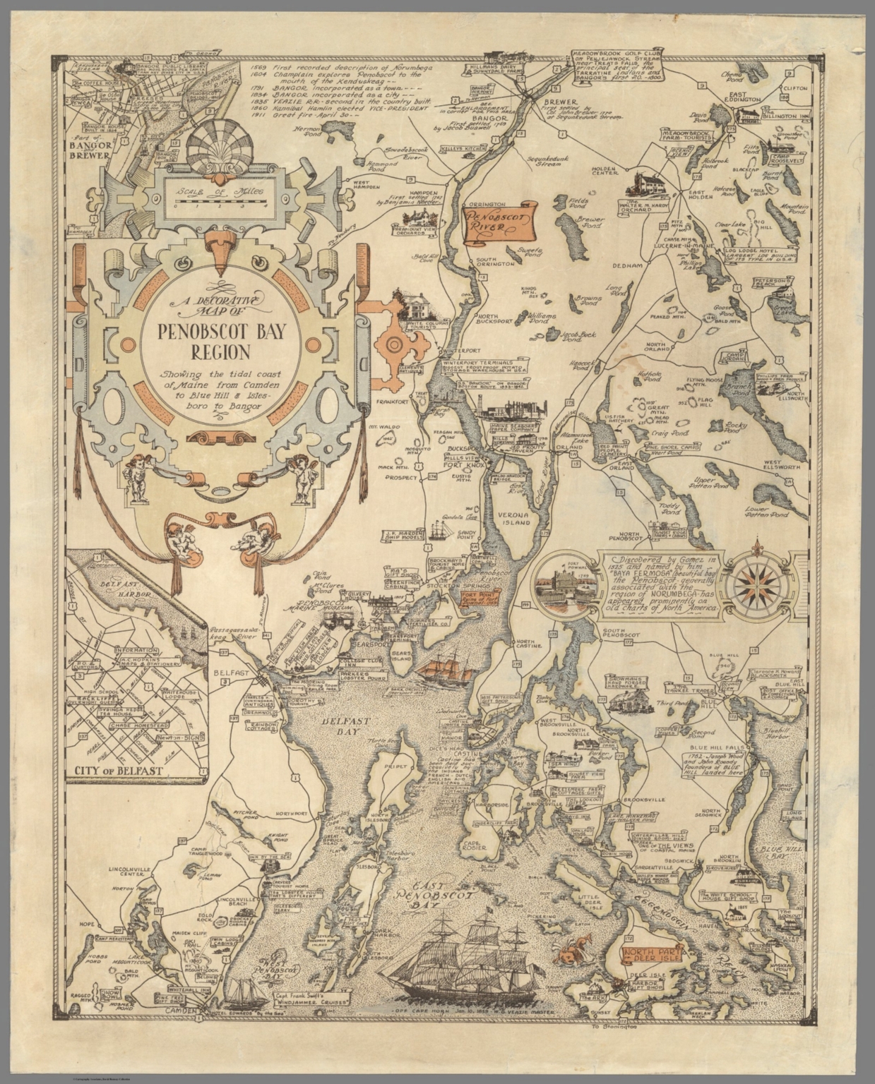 A Decorative Map of Penobscot Bay Region David Rumsey Historical Map