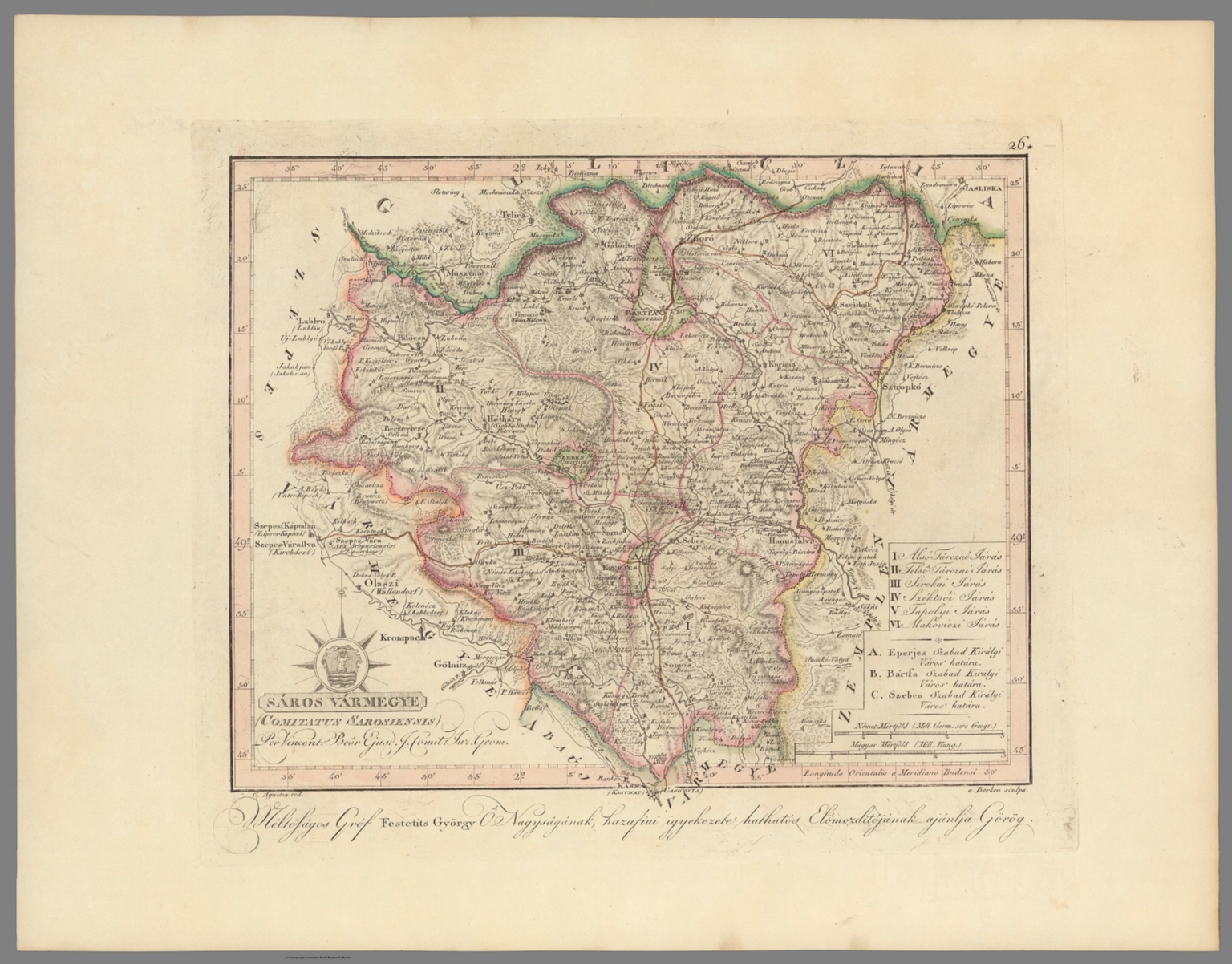 Saros Varmegye = Comitatus Sarosiensis David Rumsey Historical Map