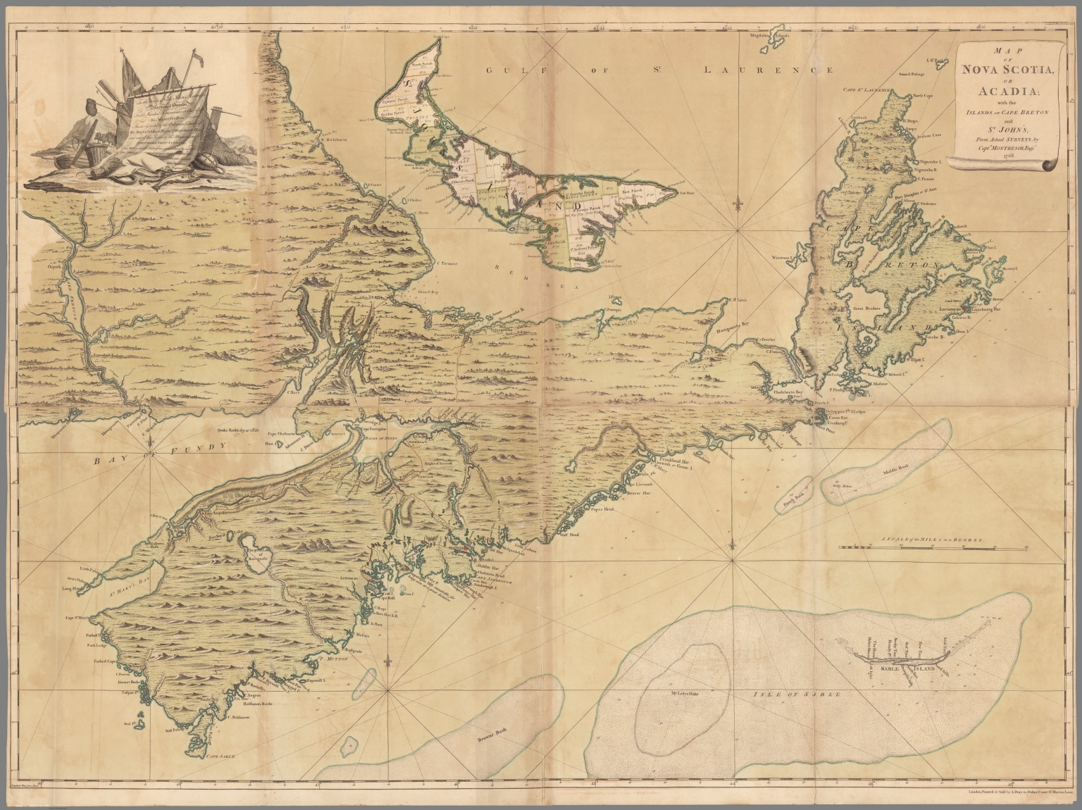 Map Of Nova Scotia Or Acadia With The Islands Of Cape Breton And St   13078000 