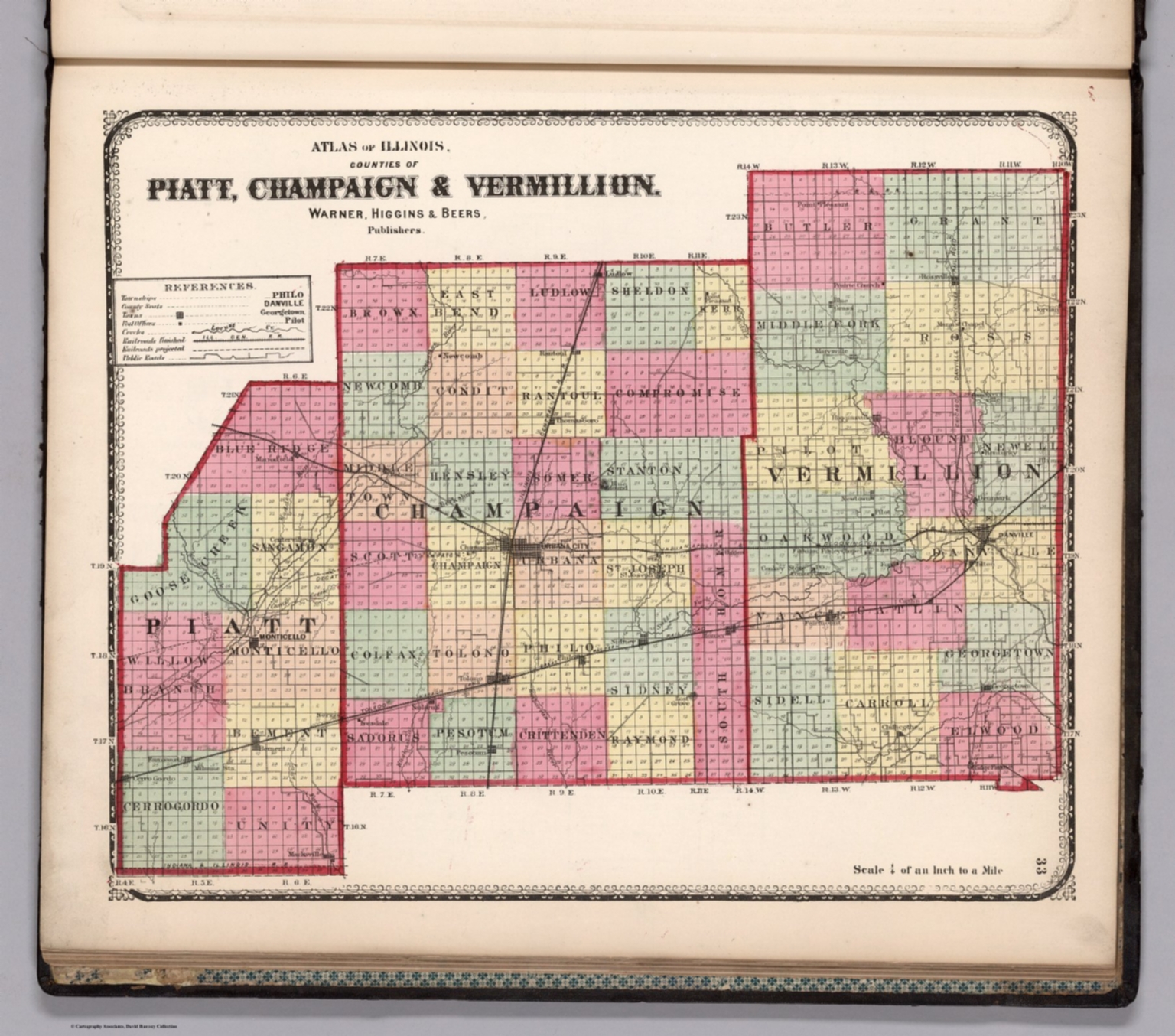 Counties of Piatt, Champaign and Vermillion David Rumsey Historical
