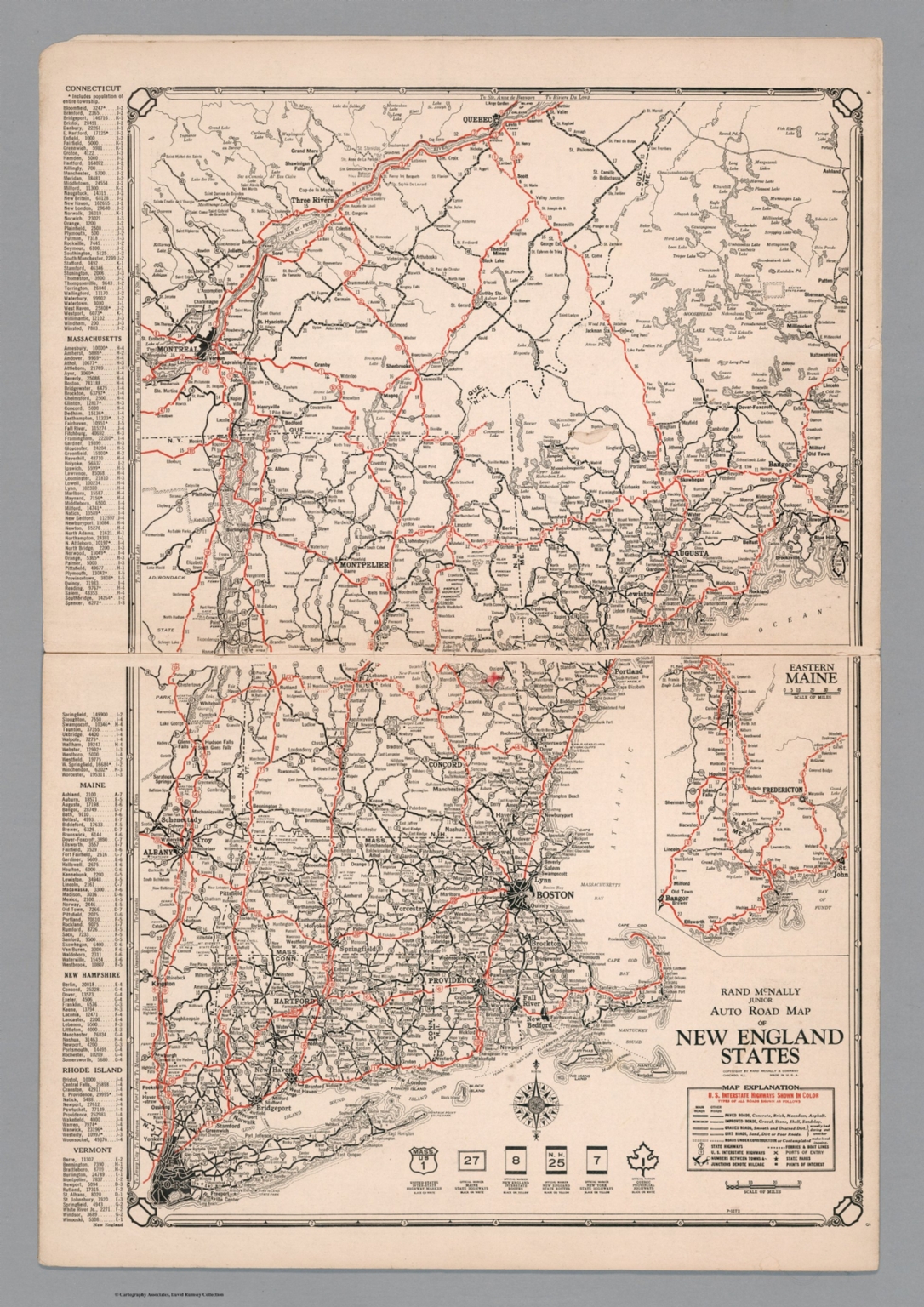 Junior Auto Road Map of New England States - David Rumsey Historical ...