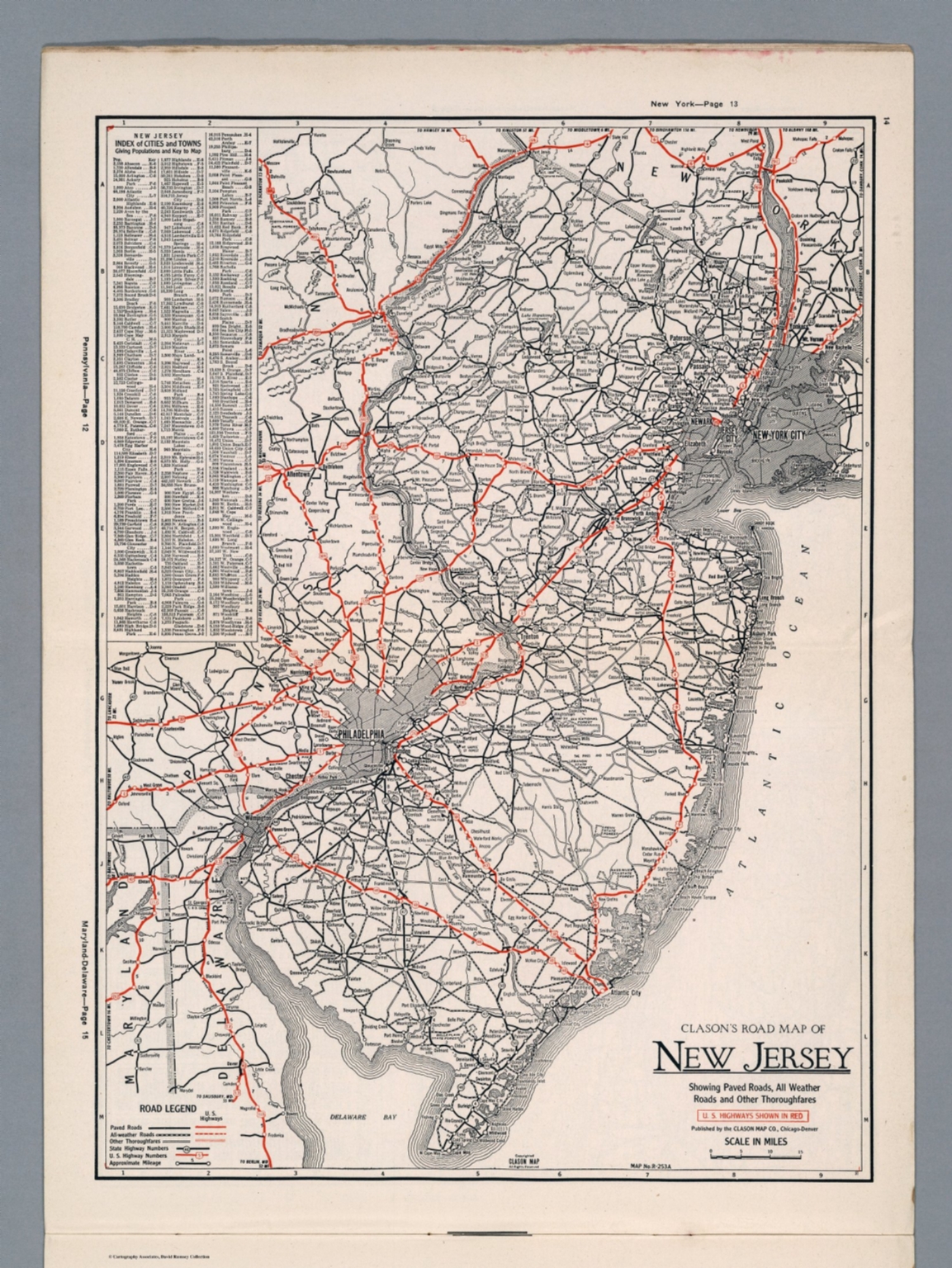 Clason's Road Map of New Jersey David Rumsey Historical Map Collection