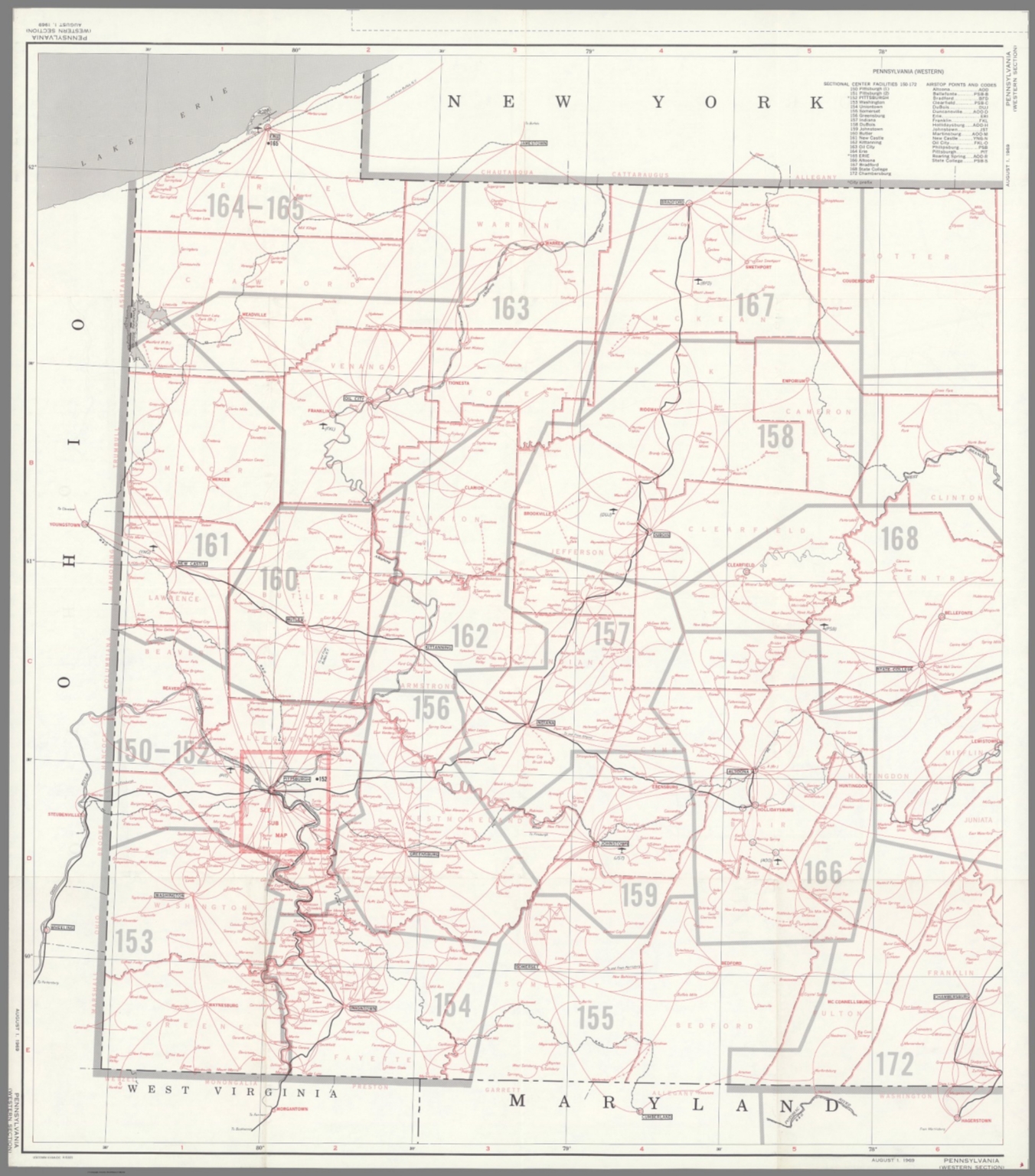 State Postal Map of the State of Pennsylvania (Western Sheet) Showing