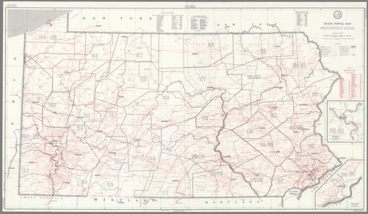 Composite Map State Postal Map of the State of Pennsylvania Showing