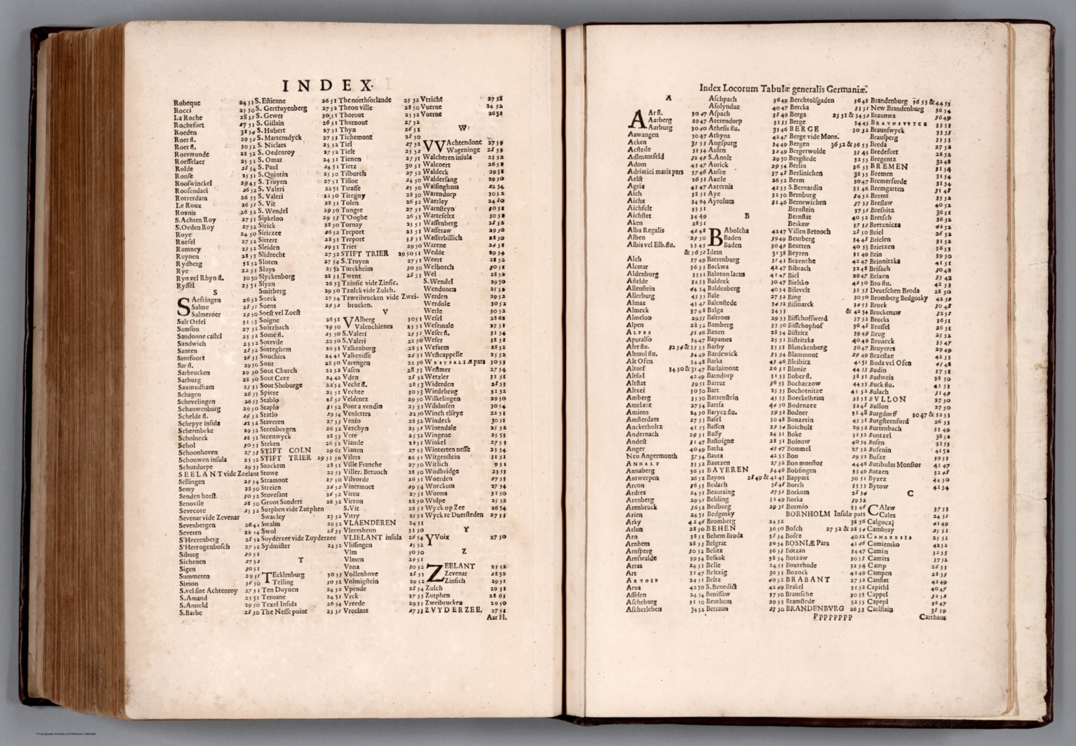 Text (con't) Index Locorum Tabulae Generalis Belgii Inf erioris. (with