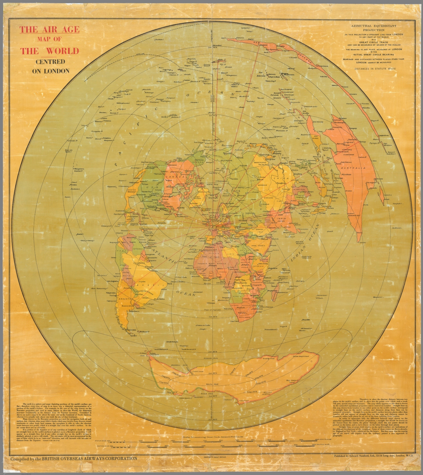 The Air Age Map Of The World Centred On London David Rumsey   10539000 