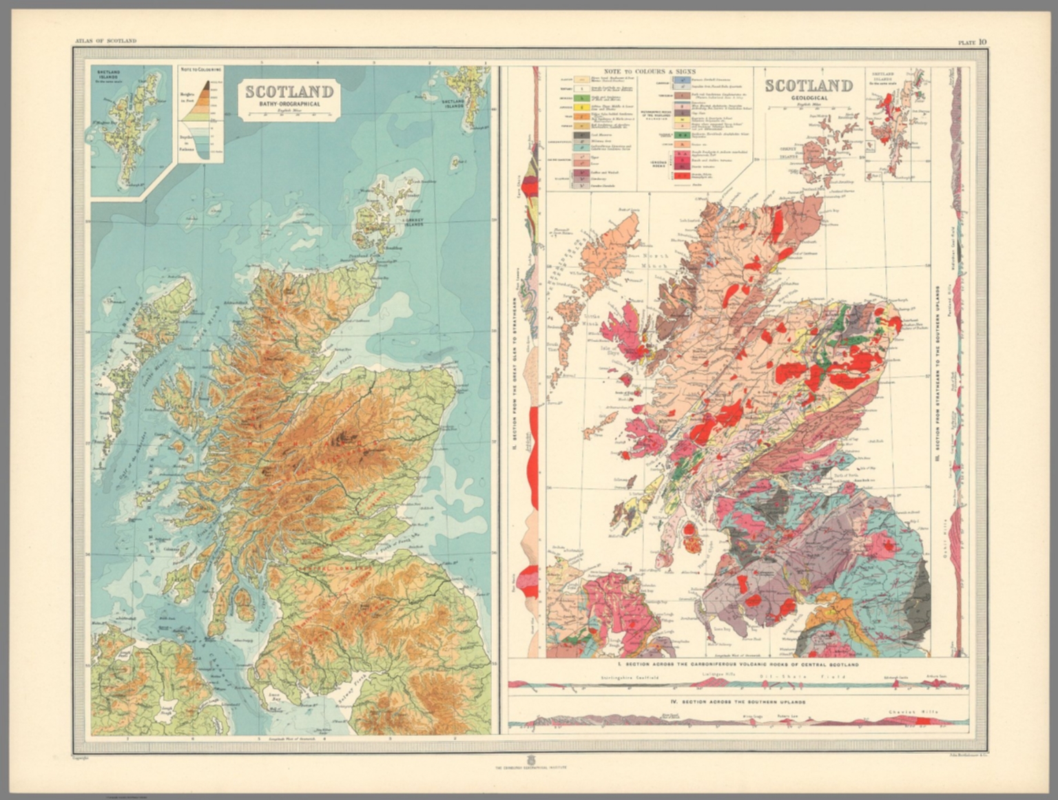 Plate 10. Scotland. Bathy-orographical. Geological. - David Rumsey 