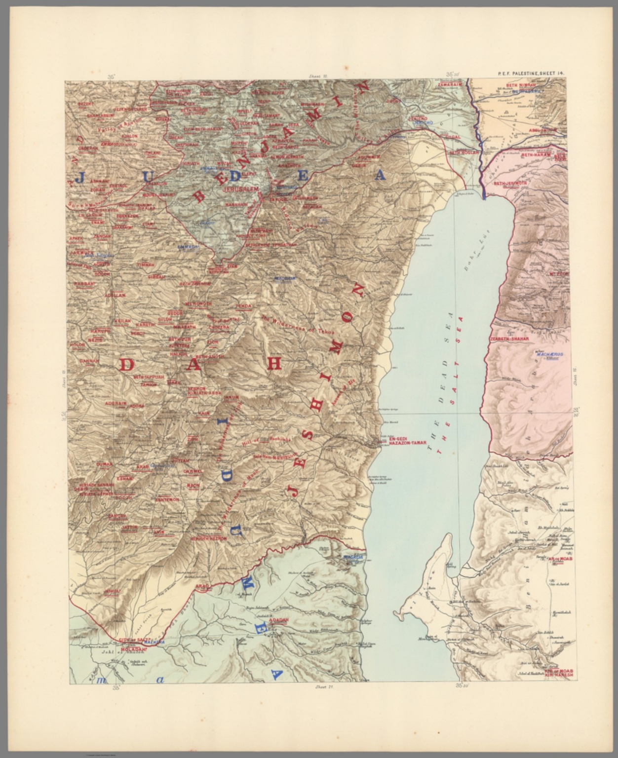 P.E.F. Palestine, sheet 14. Hebron. Jerusalem David Rumsey Historical