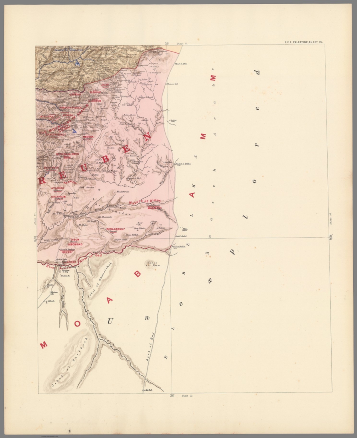 P.e.f. Palestine, Sheet 15. Bezer - David Rumsey Historical Map Collection