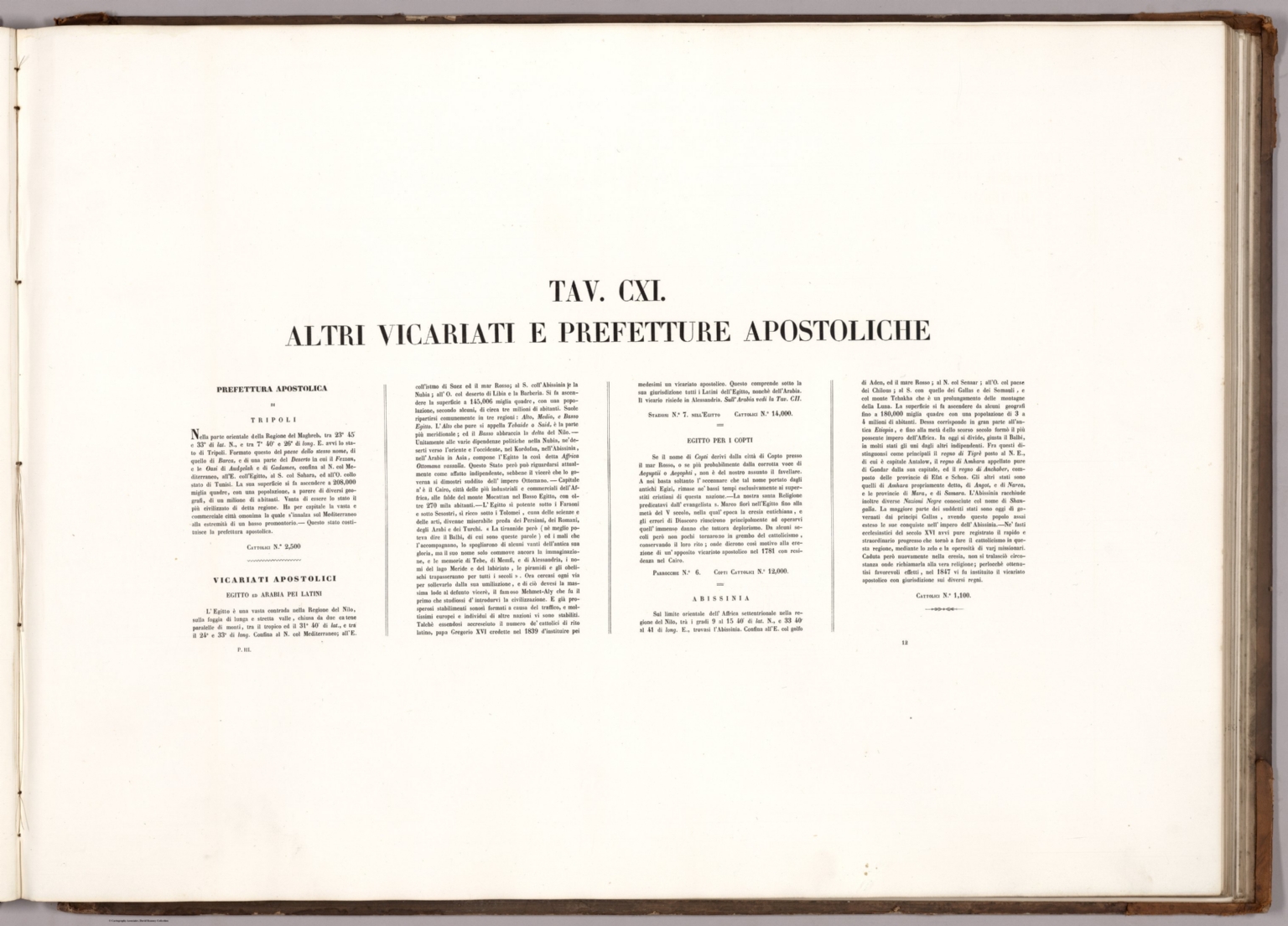 Text Tav. CXI. Pref. Tripoli Vic. Egitto ed Arabia Egitto per i