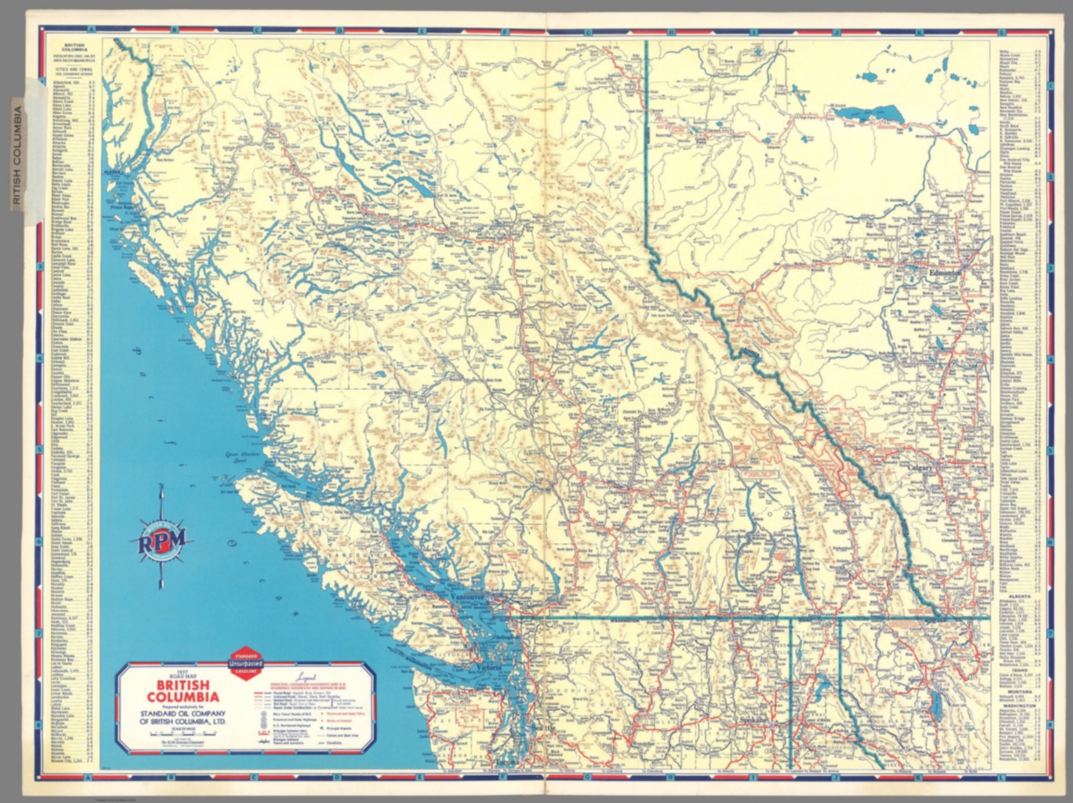 1937 Road Map Of British Columbia David Rumsey Historical Map Collection